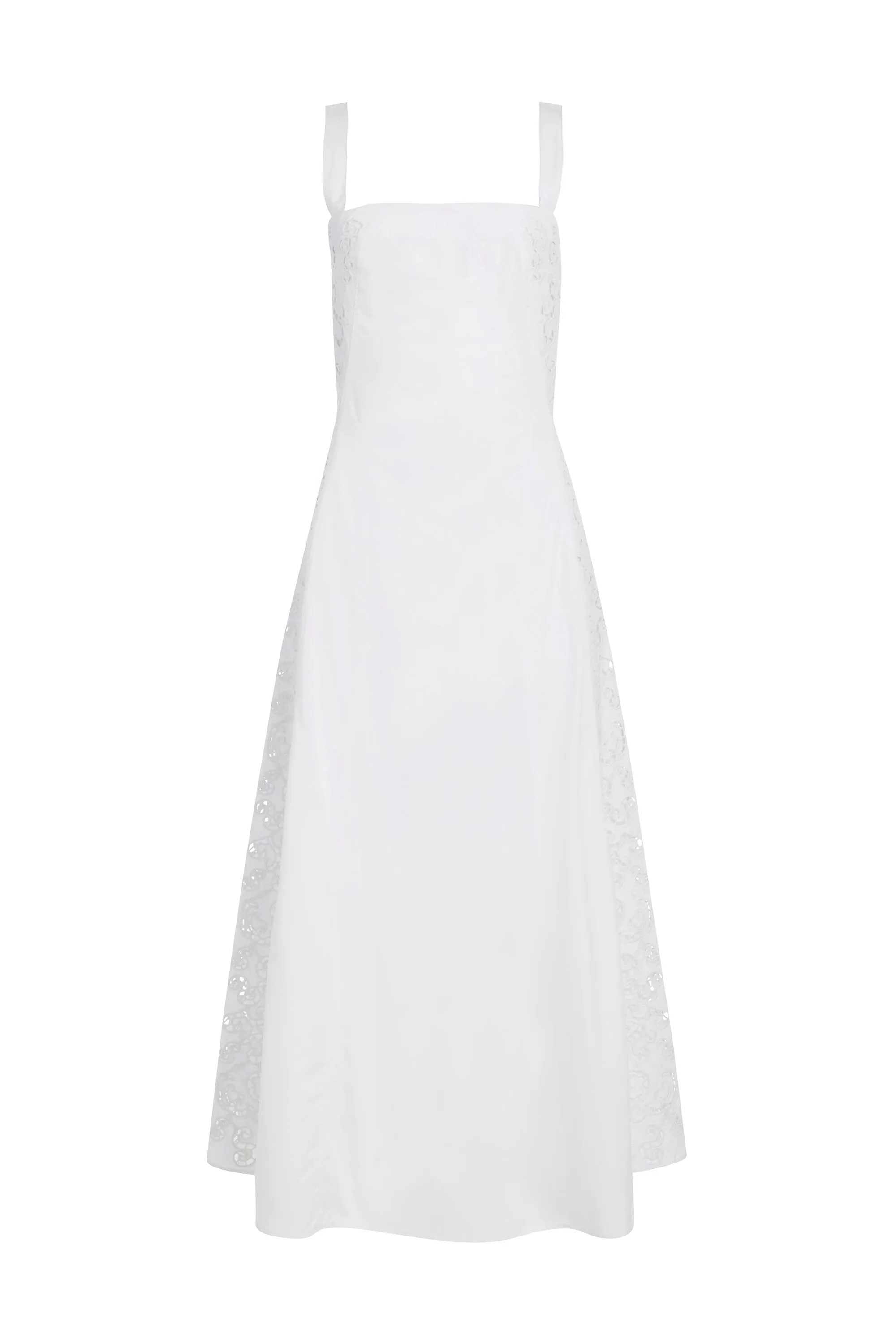 Lenya Lace Midi Dress in White Sea Island Cotton sold by Gabriela Hearst