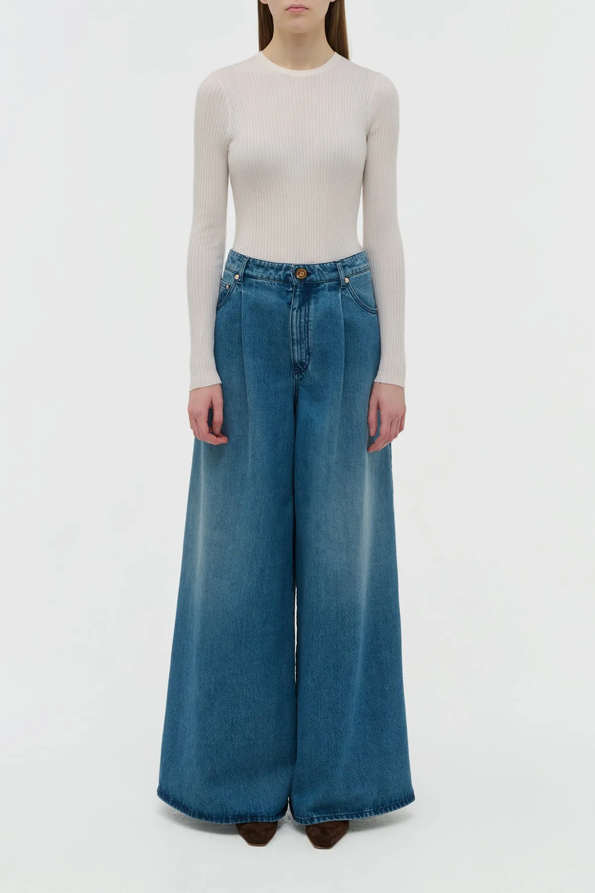 Brenn Wide-leg Jean in Uruguayan Blue Recycled Cotton Denim sold by Gabriela Hearst product image thumbnail 2
