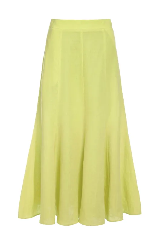 Tate Skirt in Fluorescent Yellow Linen sold by Gabriela Hearst