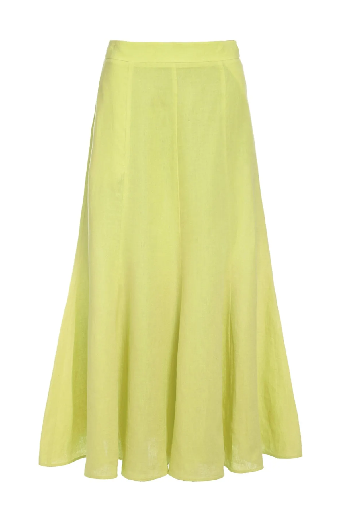 Tate Skirt in Fluorescent Yellow Linen sold by Gabriela Hearst