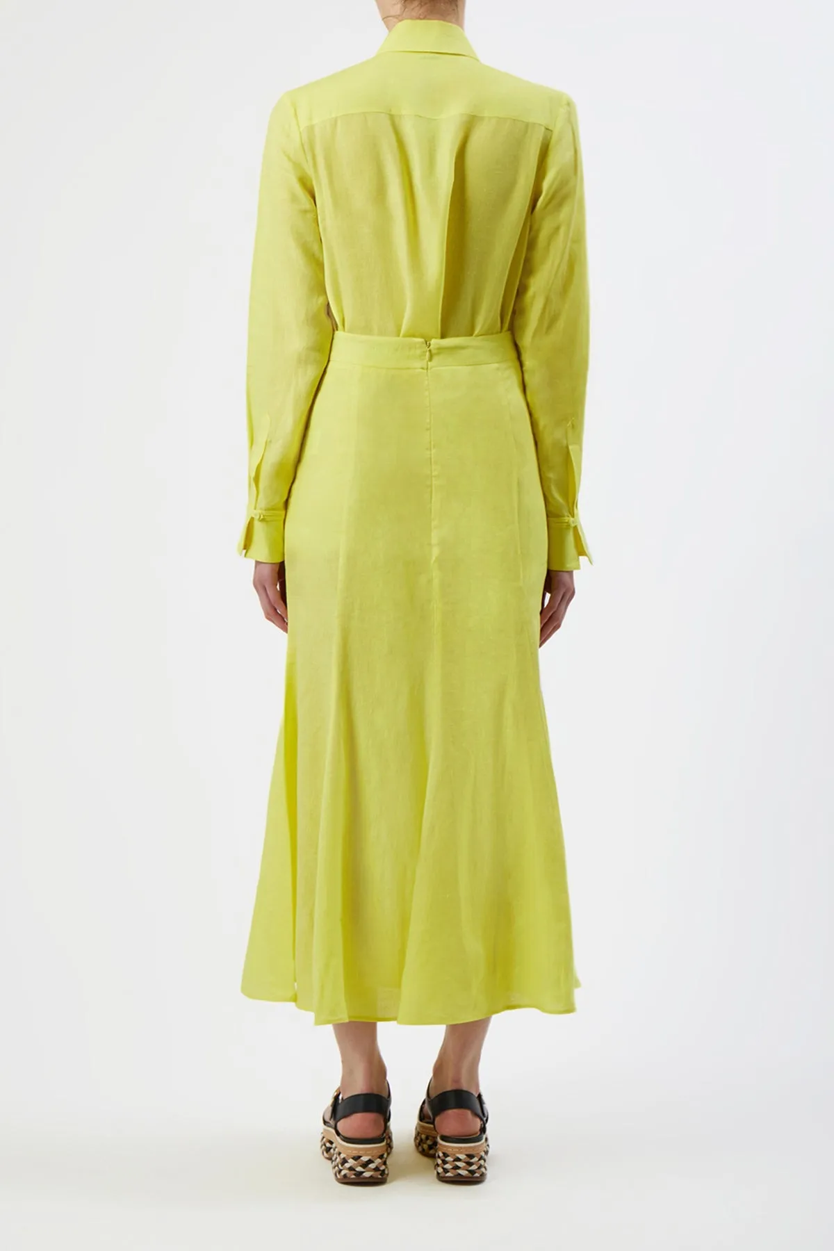 Tate Skirt in Fluorescent Yellow Linen sold by Gabriela Hearst product image thumbnail 5