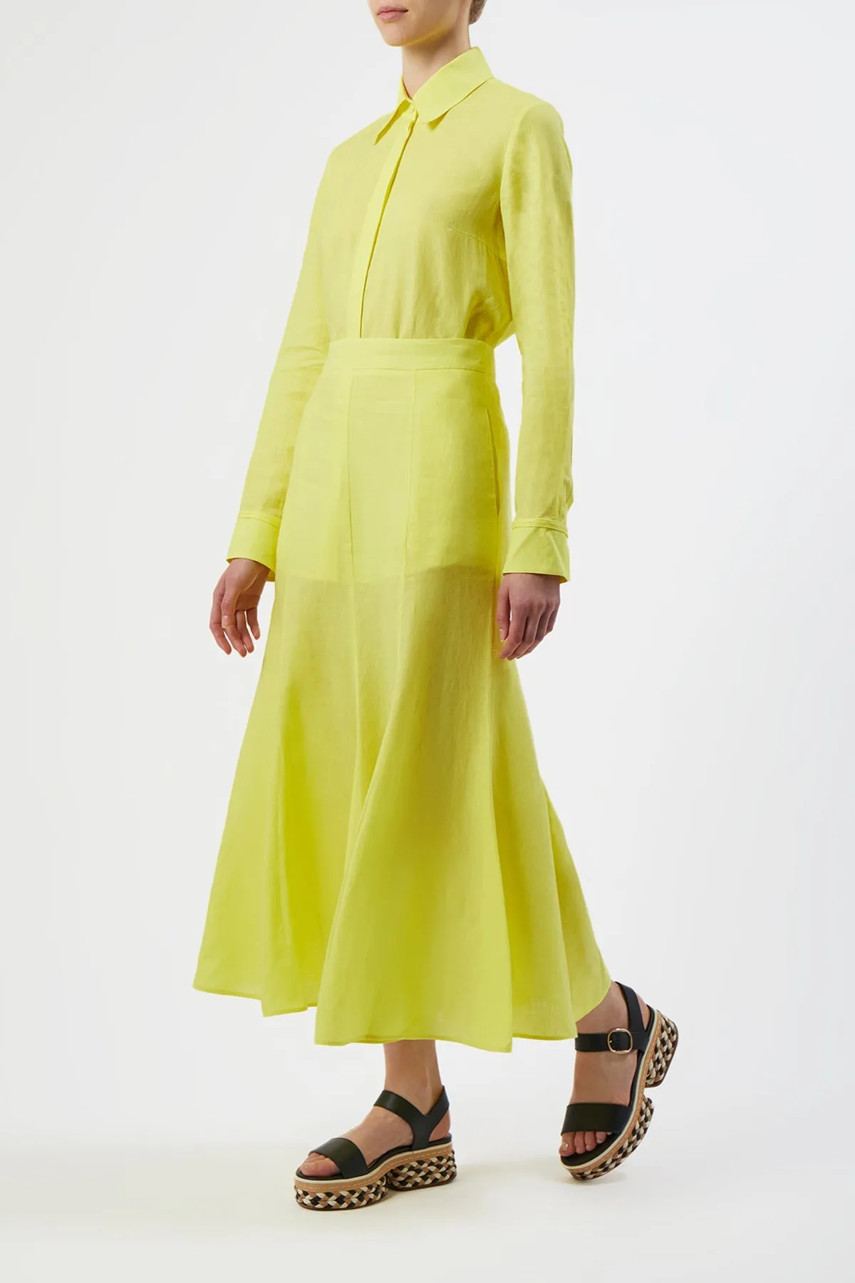 Tate Skirt in Fluorescent Yellow Linen sold by Gabriela Hearst product image thumbnail 4