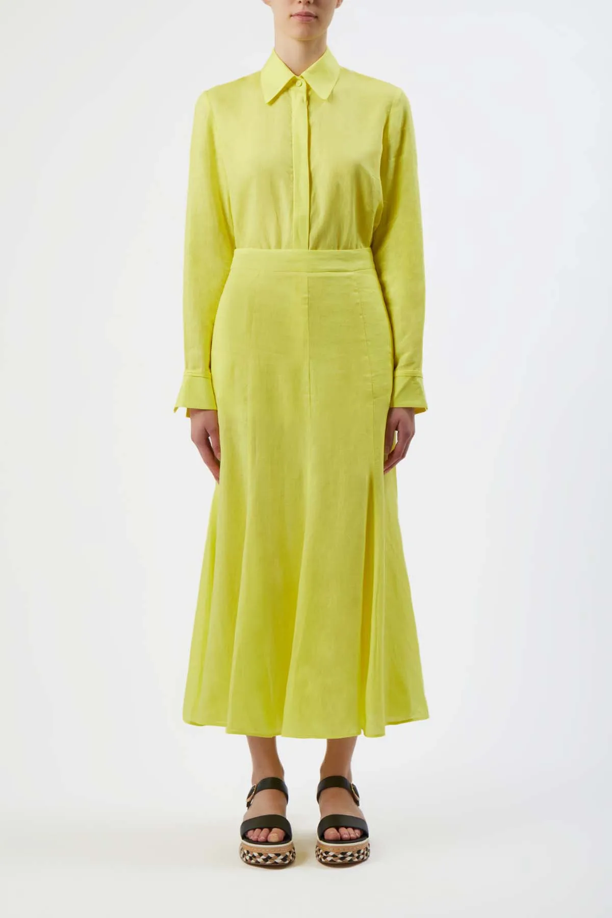 Tate Skirt in Fluorescent Yellow Linen sold by Gabriela Hearst product image thumbnail 2