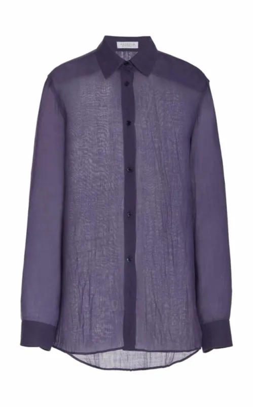 Ferrara Shirt in Lapis Blue Silk Gauze sold by Gabriela Hearst