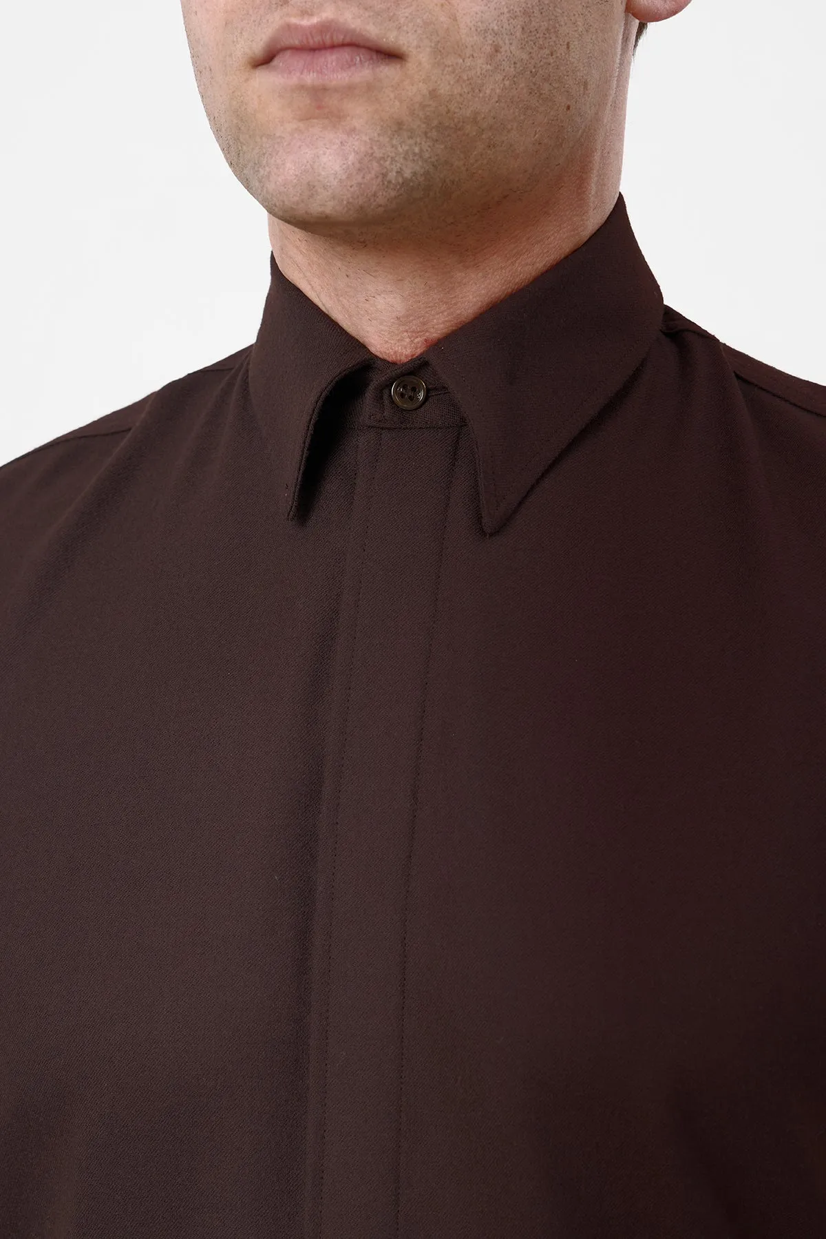 Nicolas Shirt in Chocolate Superfine Wool sold by Gabriela Hearst product image thumbnail 2