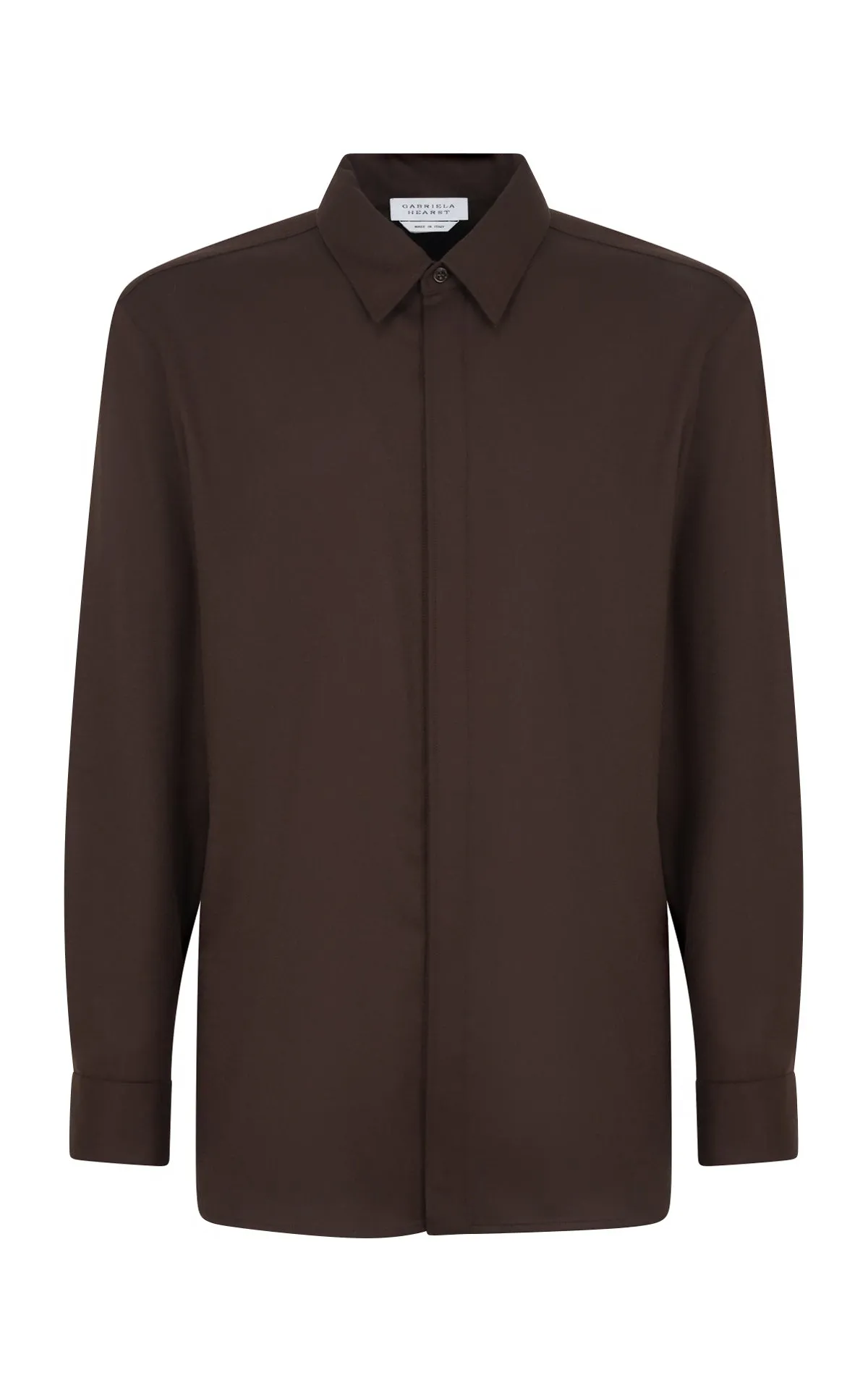 Nicolas Shirt in Chocolate Superfine Wool sold by Gabriela Hearst