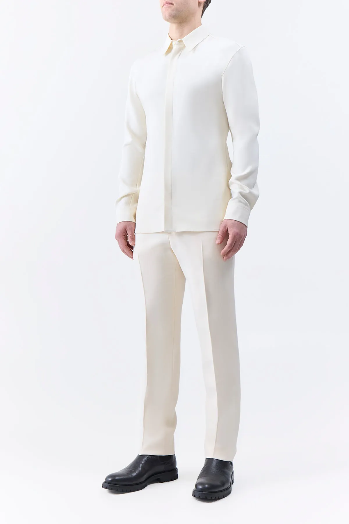 Nicolas Shirt in Ivory Silk Wool Cady sold by Gabriela Hearst product image thumbnail 4