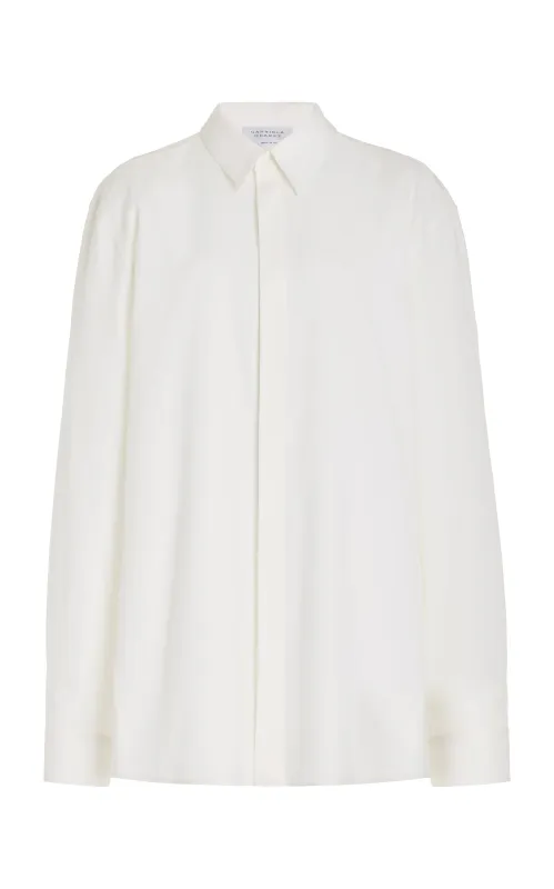 Nicolas Shirt in Ivory Silk Wool Cady sold by Gabriela Hearst