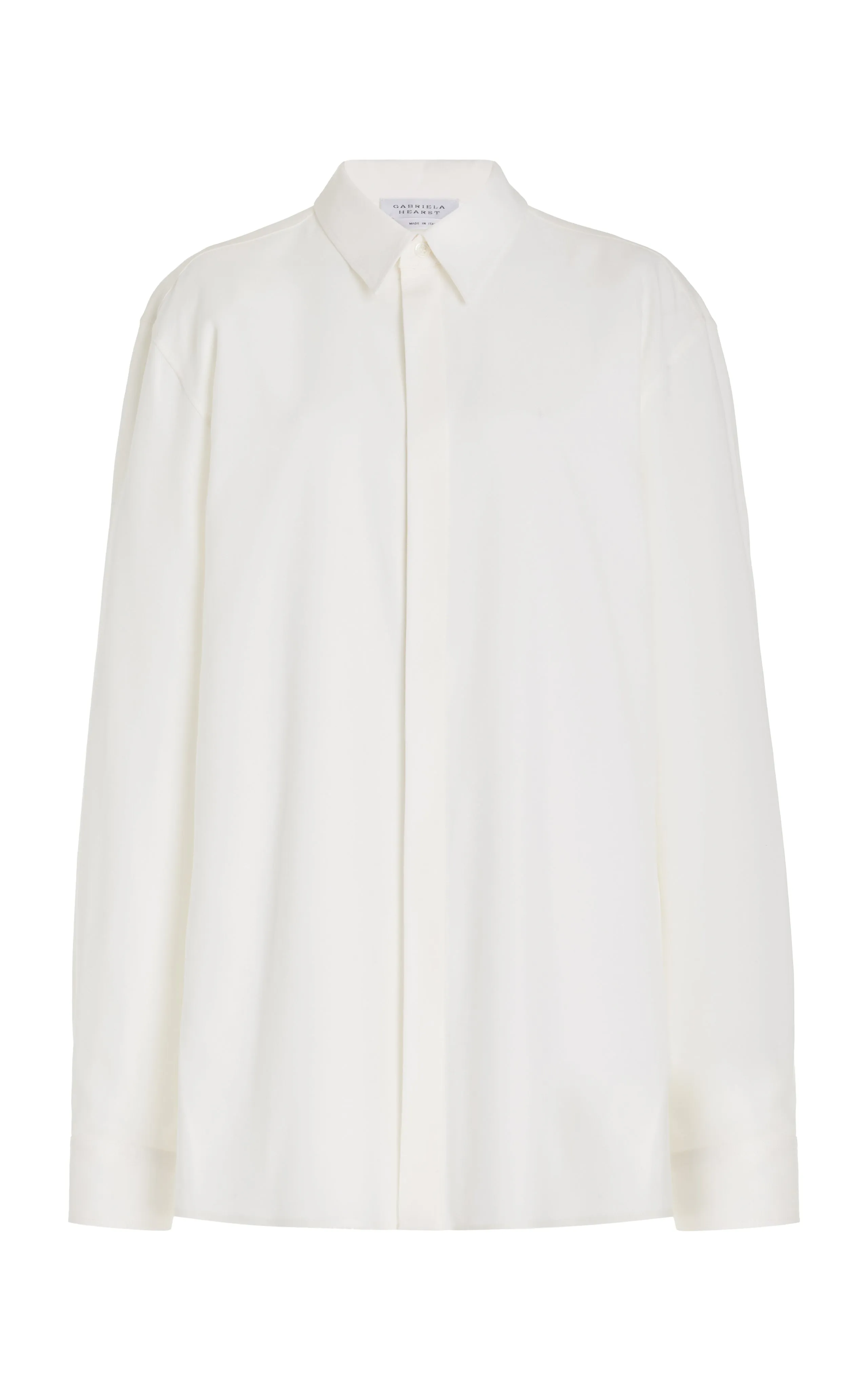 Nicolas Shirt in Ivory Silk Wool Cady sold by Gabriela Hearst
