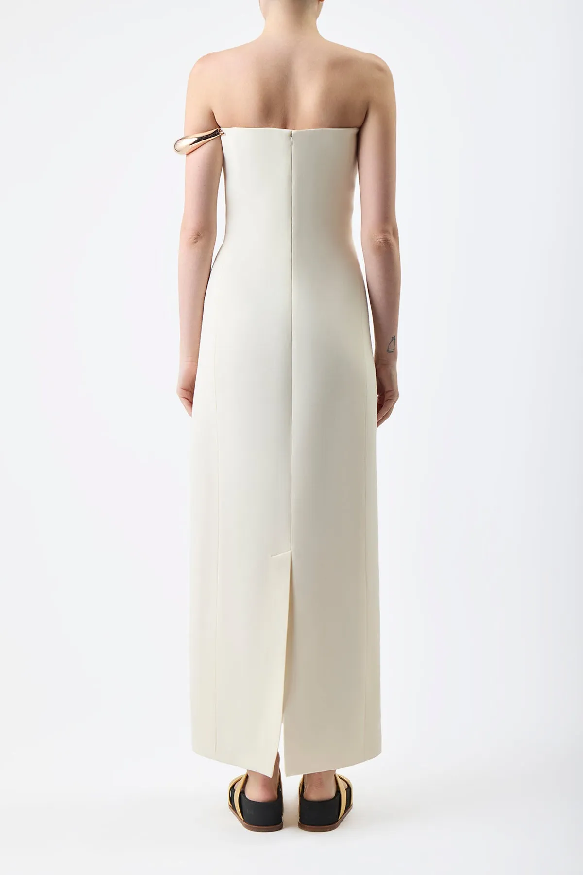 Anica Maxi Dress in Ivory Wool Silk Cady sold by Gabriela Hearst product image thumbnail 4