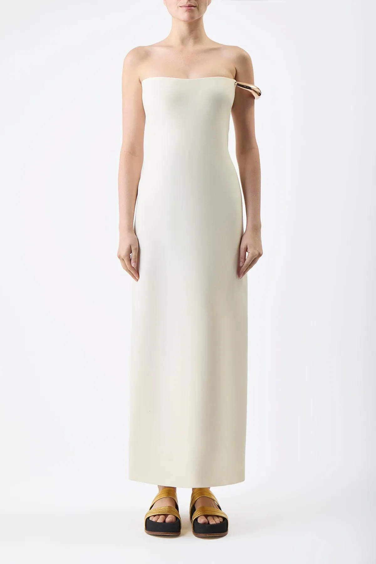 Anica Maxi Dress in Ivory Wool Silk Cady sold by Gabriela Hearst product image thumbnail 2