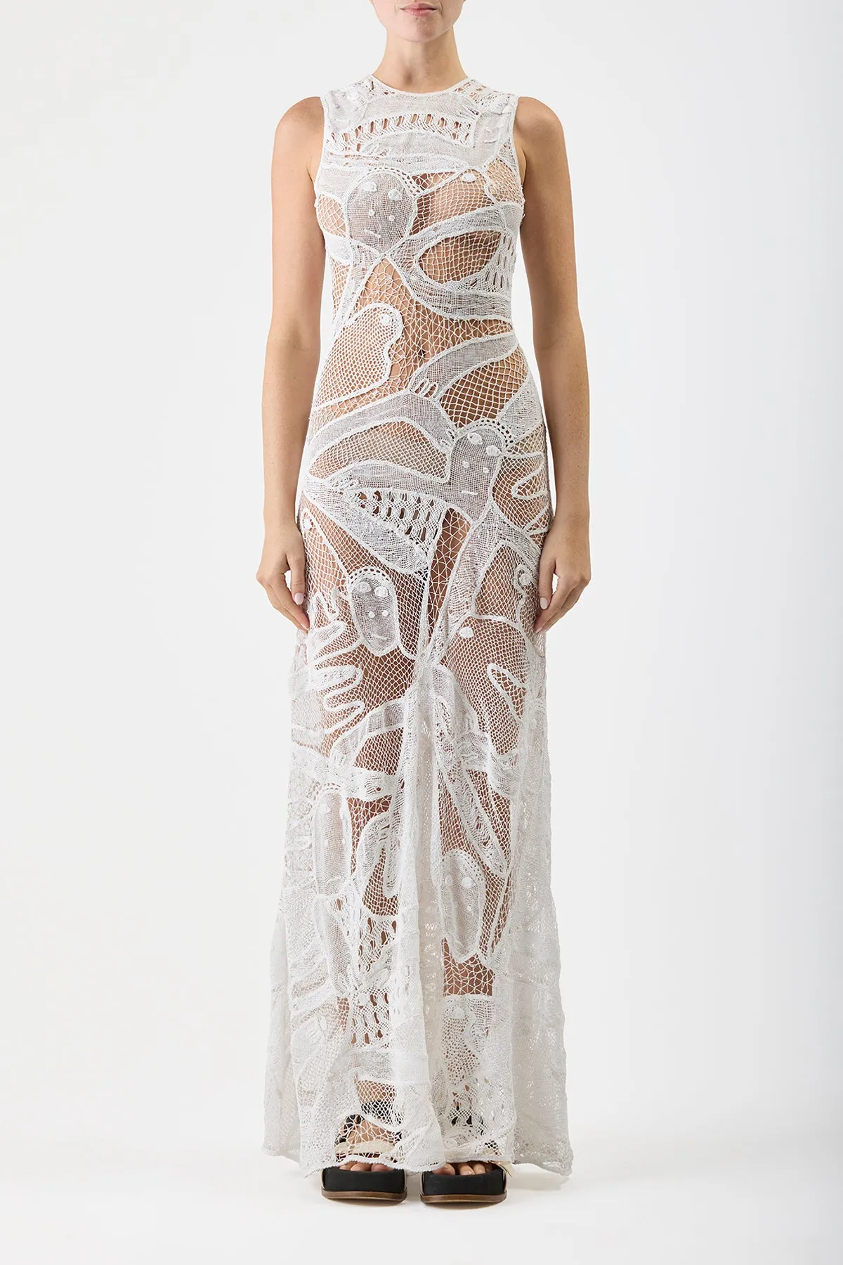 Tati Crochet Maxi Dress in White Cotton sold by Gabriela Hearst product image thumbnail 3