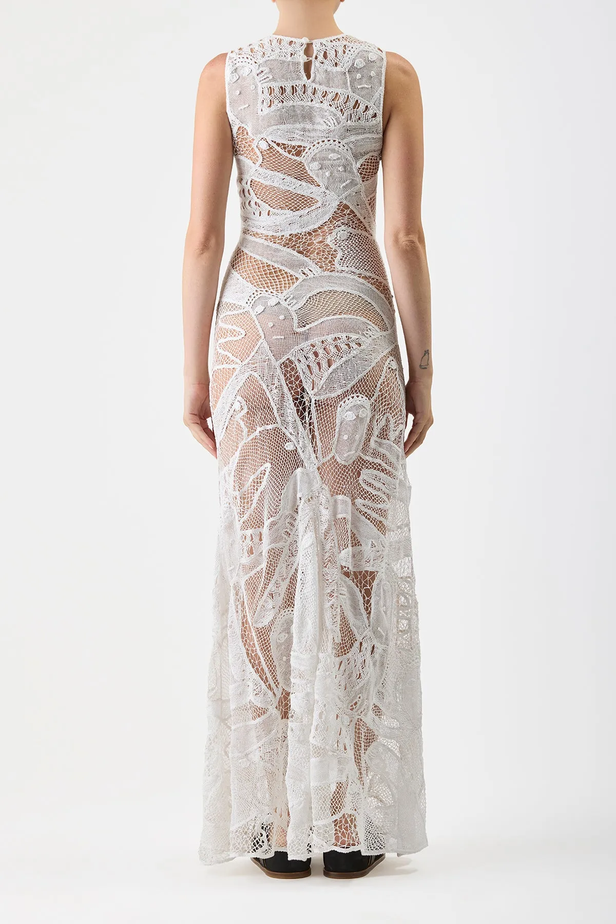Tati Crochet Maxi Dress in White Cotton sold by Gabriela Hearst product image thumbnail 5