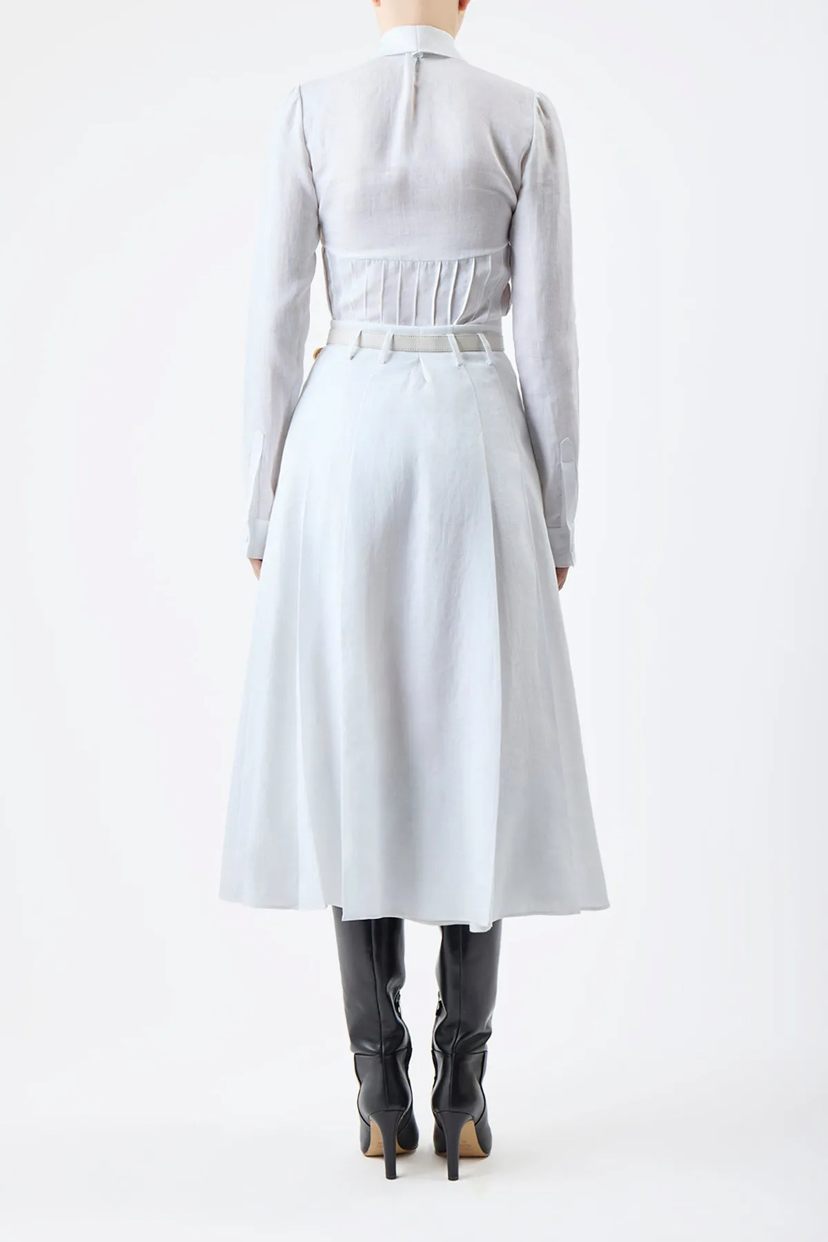 Dugald Pleated Midi Skirt in White Aloe Linen sold by Gabriela Hearst product image thumbnail 5