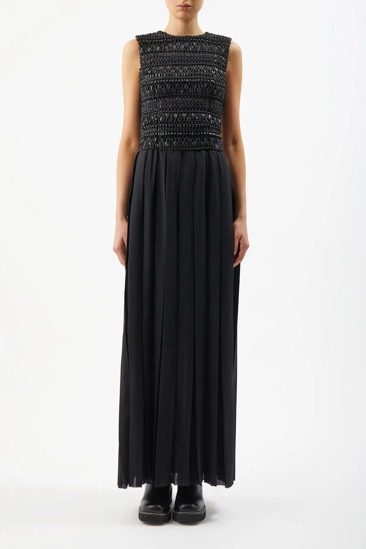 Yeni Dress in Black Woven Leather sold by Gabriela Hearst product image thumbnail 2