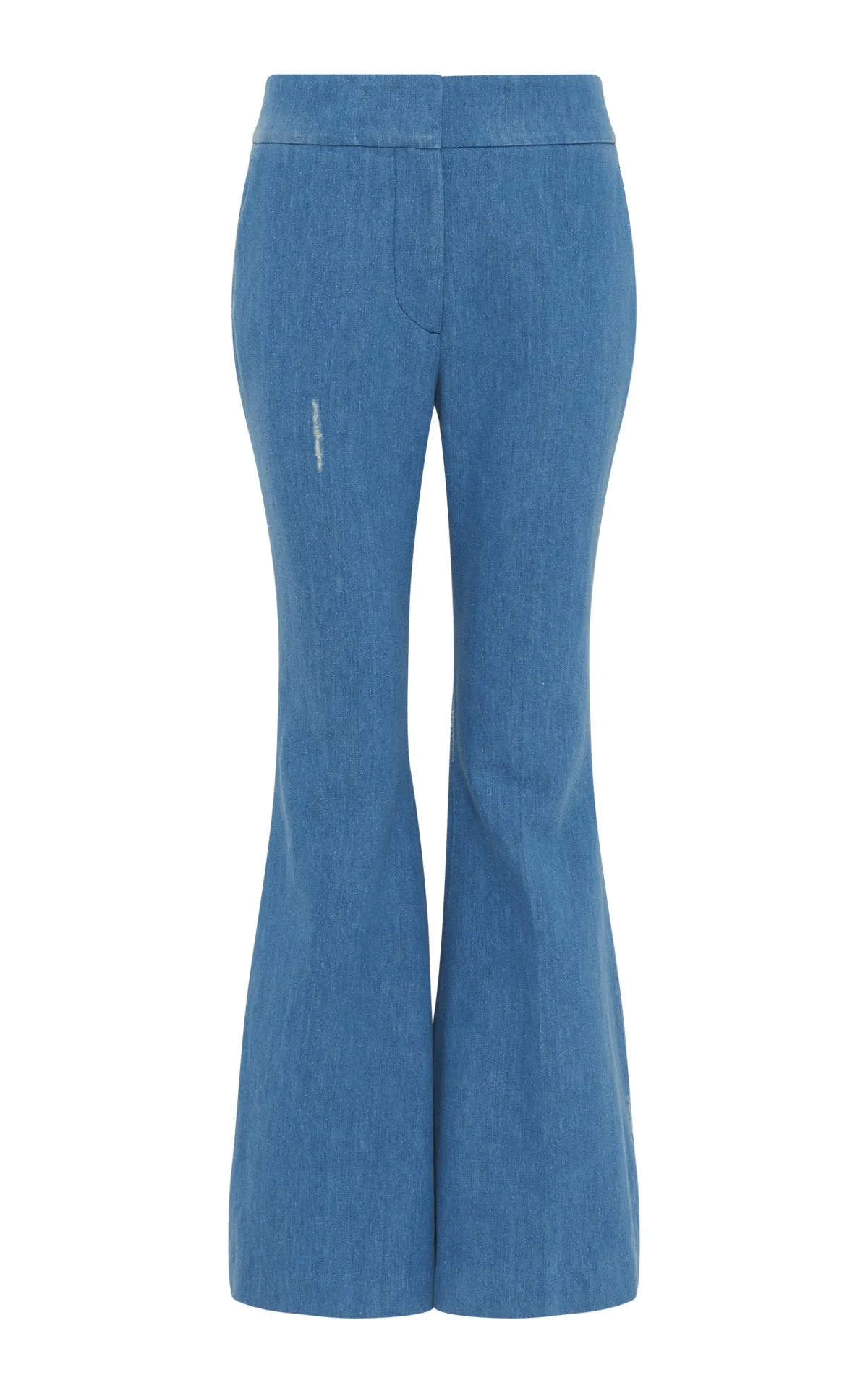 Marsh Flare Cropped Pant in Light Blue Recycled Cotton Linen Denim sold by Gabriela Hearst
