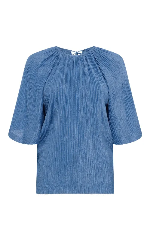 Nula Top in Sky Plisse Silk sold by Gabriela Hearst