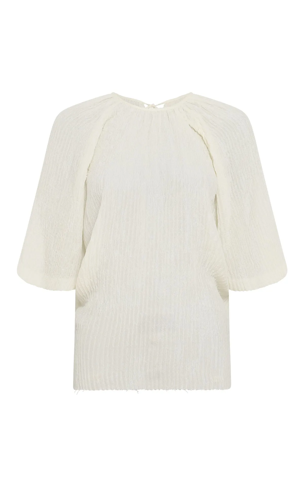 Nula Top in Ivory Plisse Silk sold by Gabriela Hearst