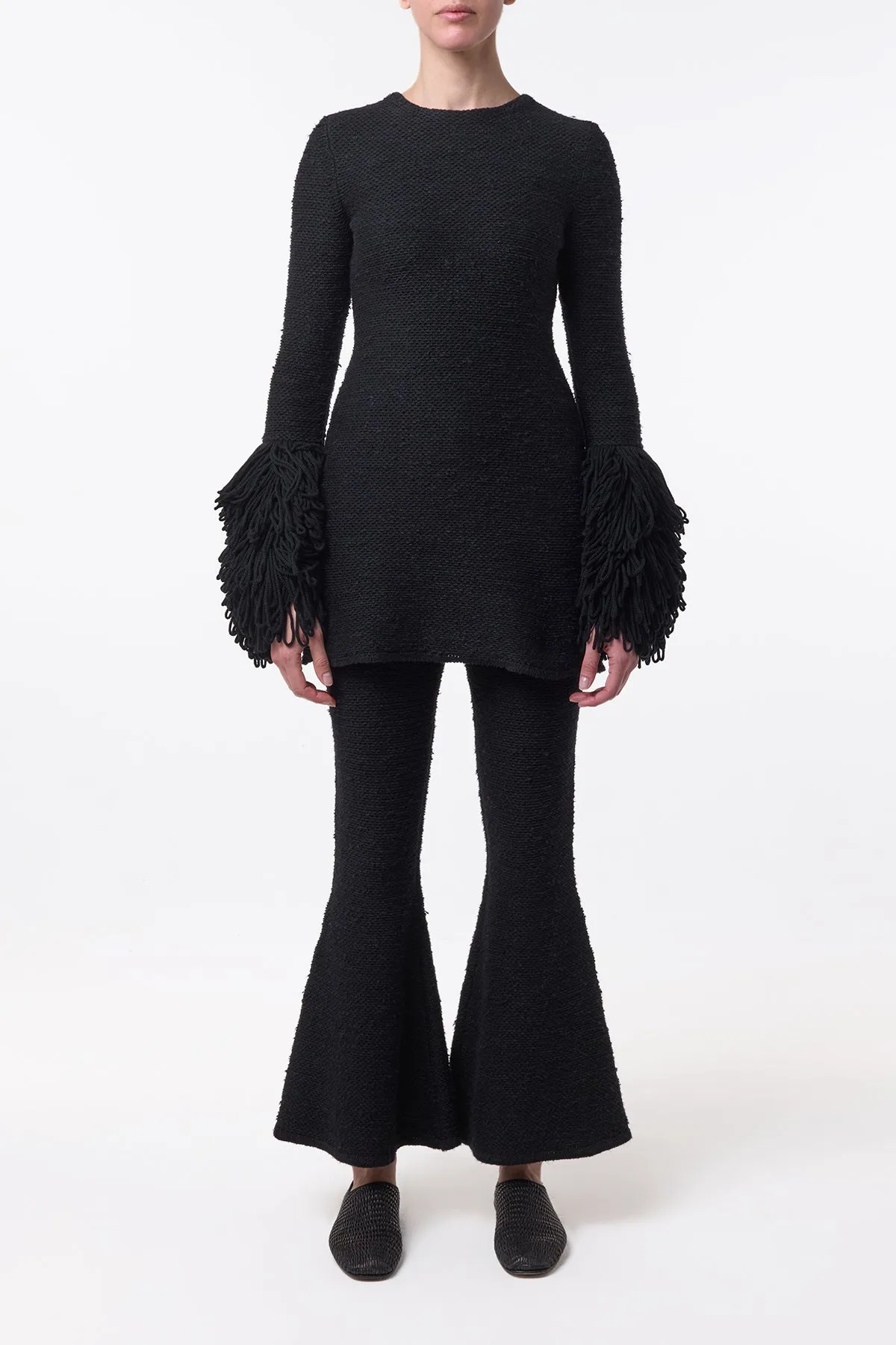 Karpo Flare Cropped Knit Pant in Black Cashmere Silk sold by Gabriela Hearst product image thumbnail 2