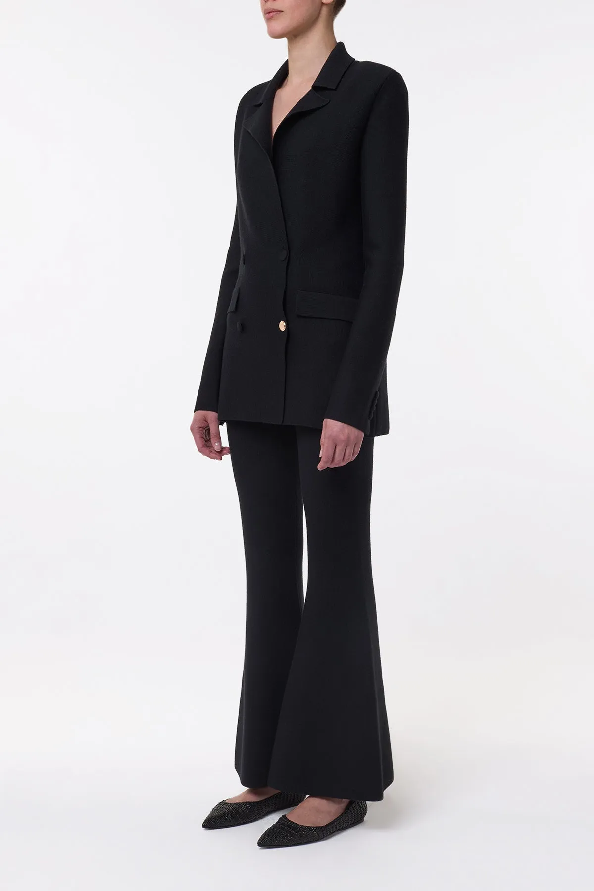 Bowen Knit Jacket in Black Merino Wool Cashmere sold by Gabriela Hearst product image thumbnail 3
