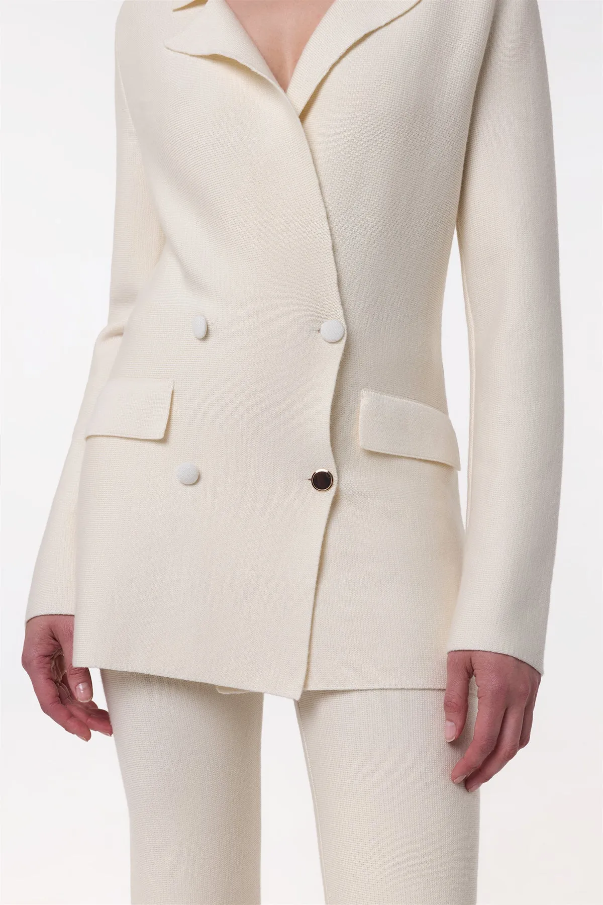 Bowen Knit Jacket in Ivory Merino Wool Cashmere sold by Gabriela Hearst product image thumbnail 5
