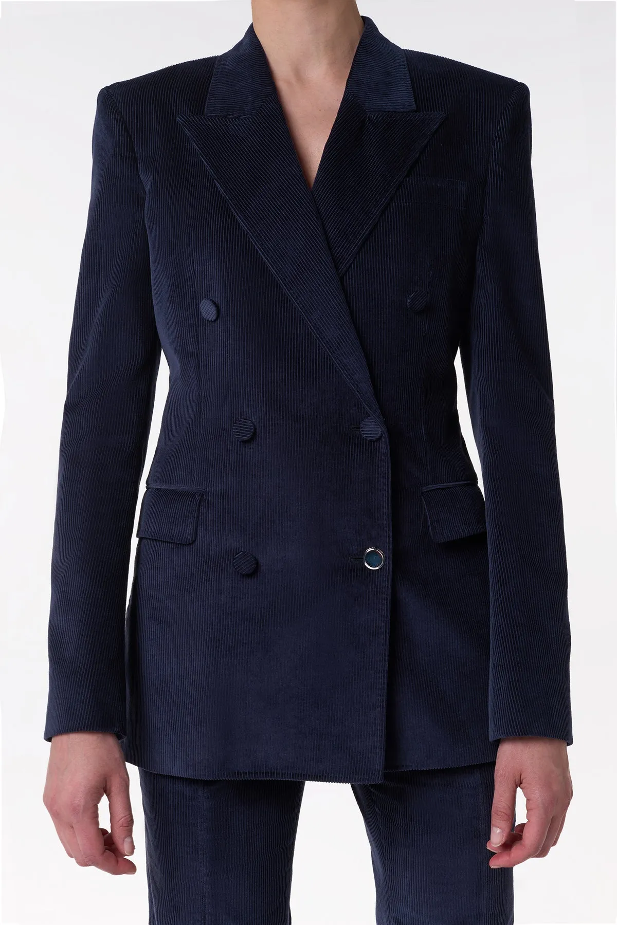 Gavin Blazer in Dark Navy Sea Island Cotton Corduroy sold by Gabriela Hearst product image thumbnail 5