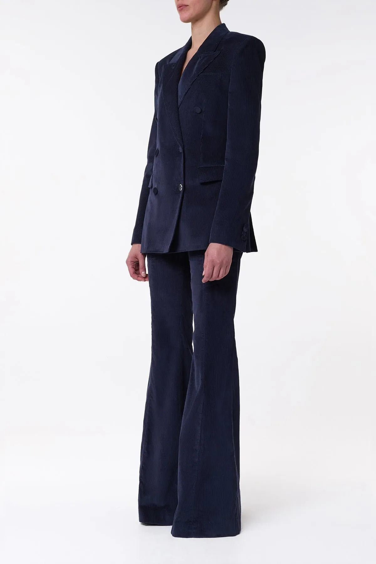 Gavin Blazer in Dark Navy Sea Island Cotton Corduroy sold by Gabriela Hearst product image thumbnail 3