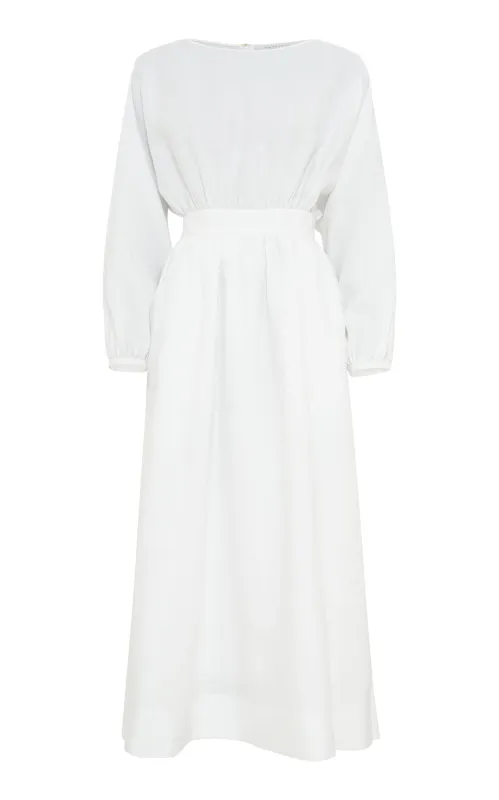 Ahmose Maxi Dress in White Aloe Linen made by Gabriela Hearst