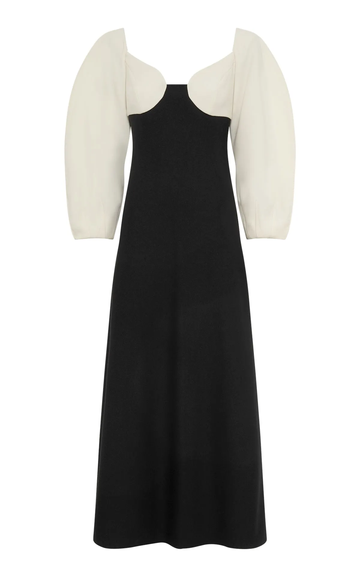 Dee Maxi Dress in Ivory & Black Wool Crepe sold by Gabriela Hearst