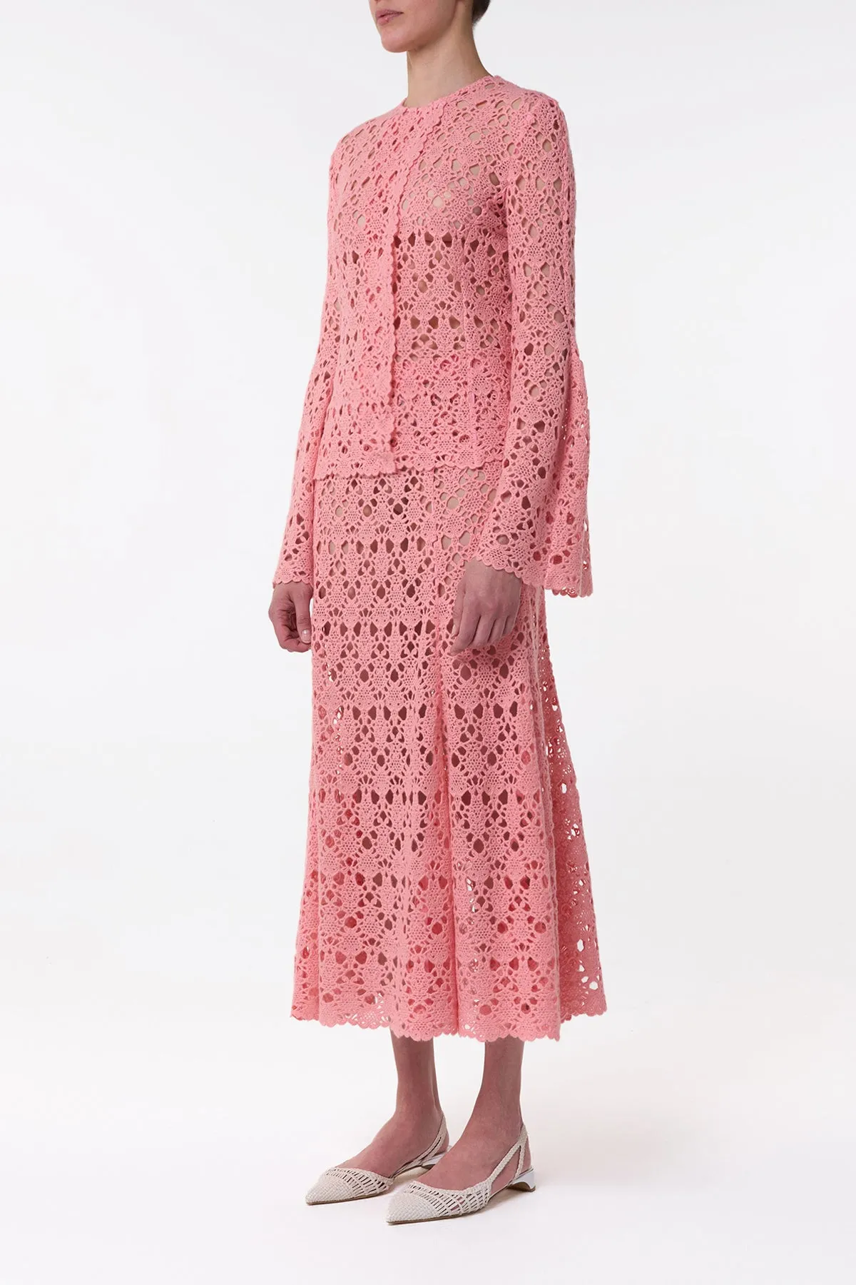 Florence Maxi Skirt in Rosa Cashmere Lace sold by Gabriela Hearst product image thumbnail 3