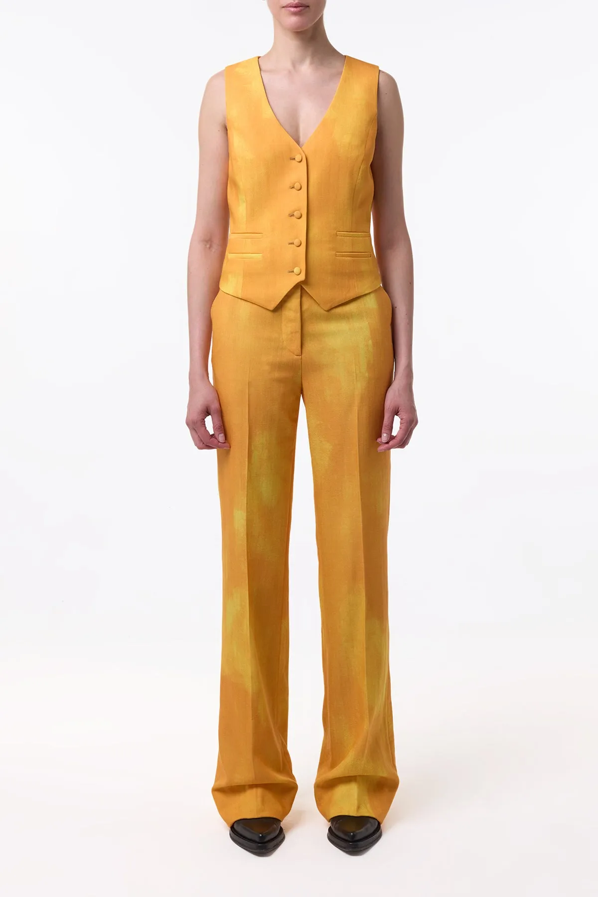 Vesta Flare Pant in Cadmium Yellow Virgin Wool sold by Gabriela Hearst product image thumbnail 4