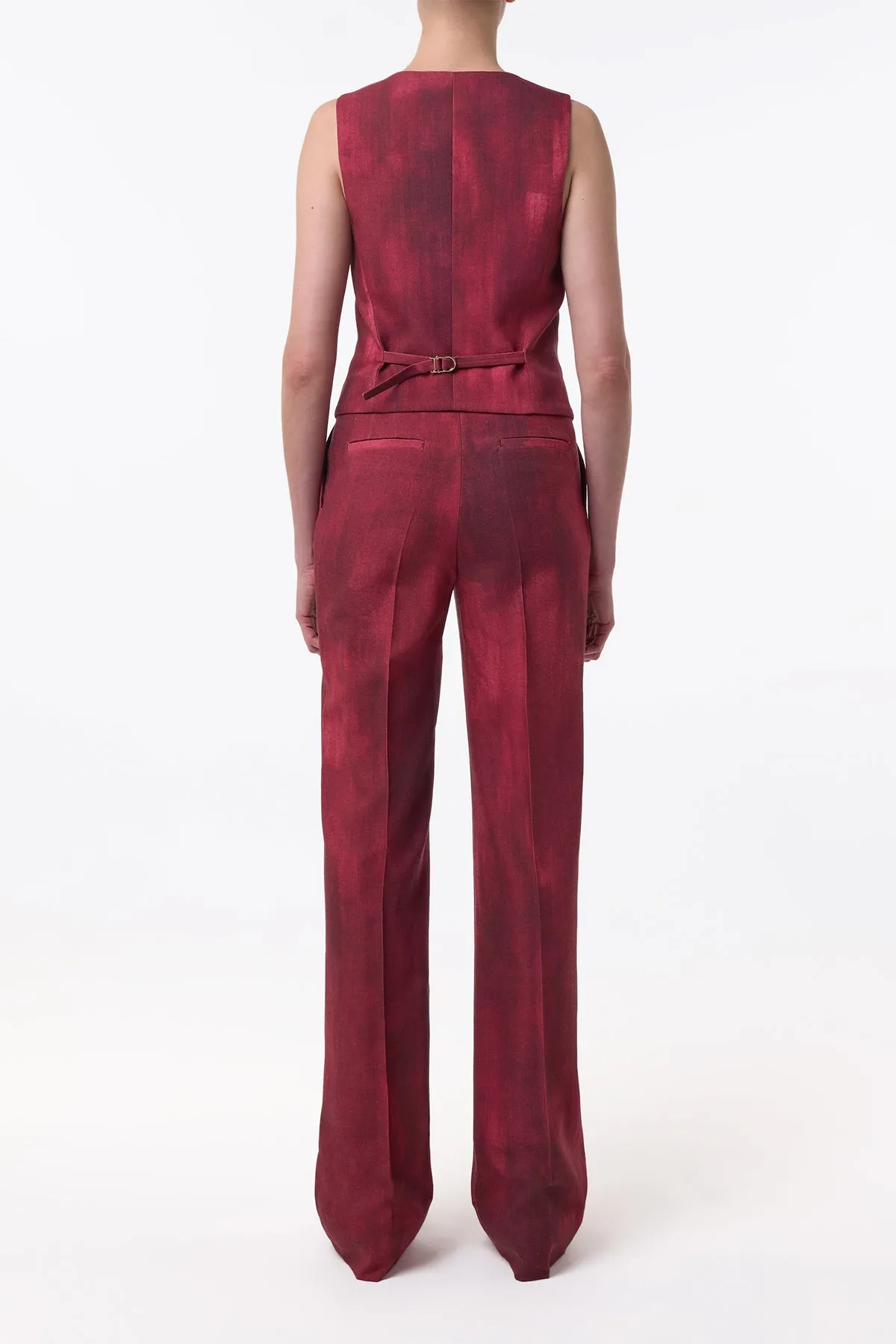 Vesta Flare Pant in Bordeaux Virgin Wool sold by Gabriela Hearst product image thumbnail 4