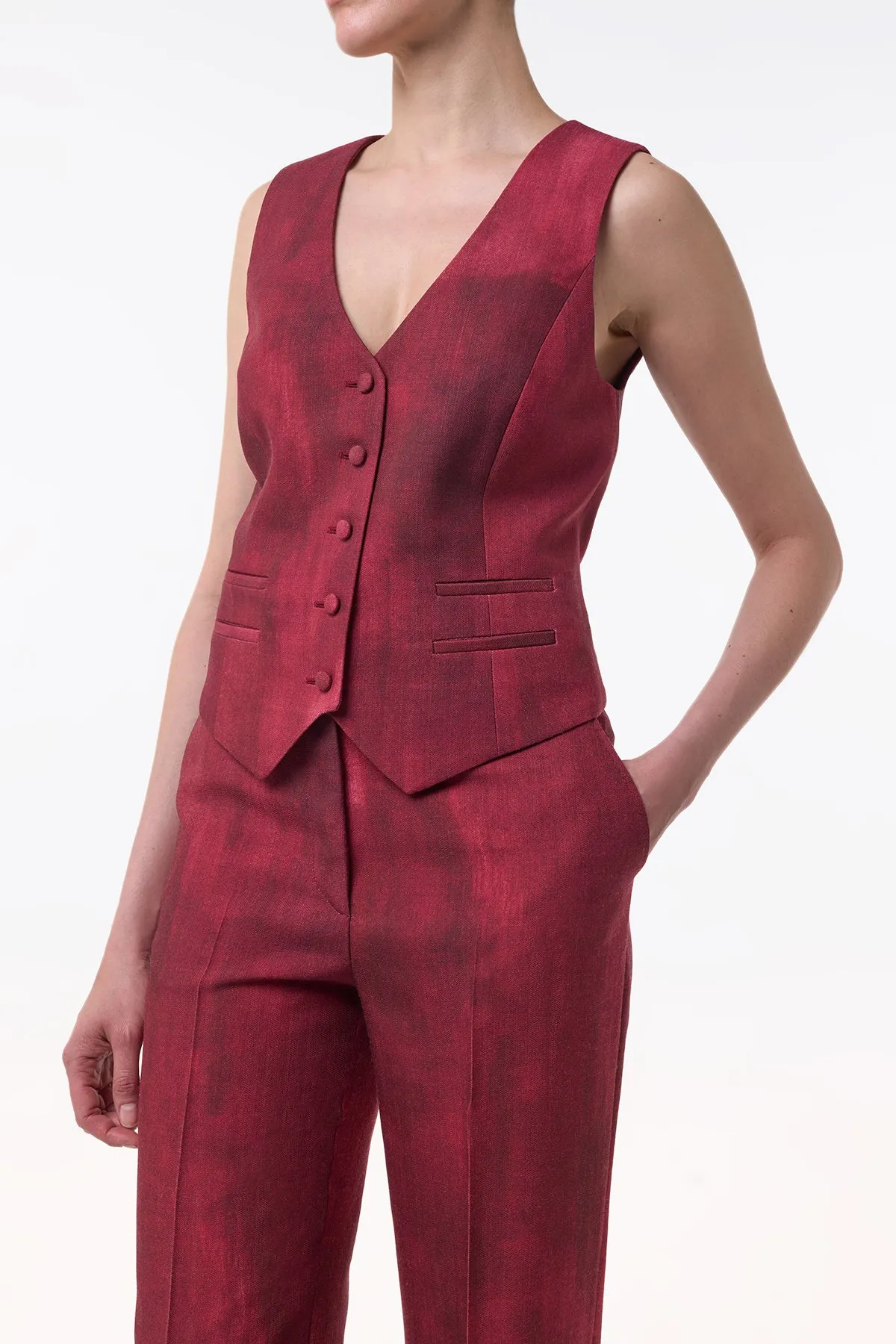 Vesta Flare Pant in Bordeaux Virgin Wool sold by Gabriela Hearst product image thumbnail 5