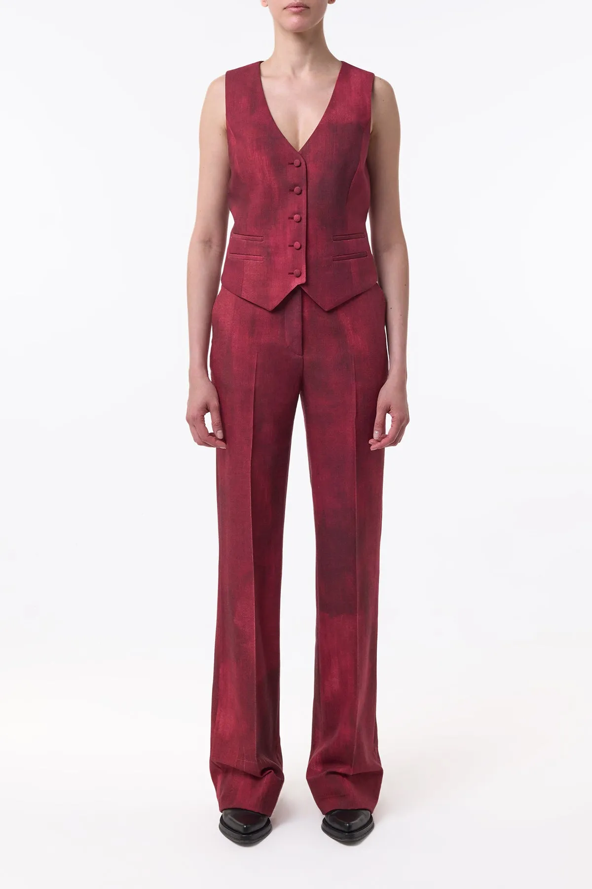 Vesta Flare Pant in Bordeaux Virgin Wool sold by Gabriela Hearst product image thumbnail 2