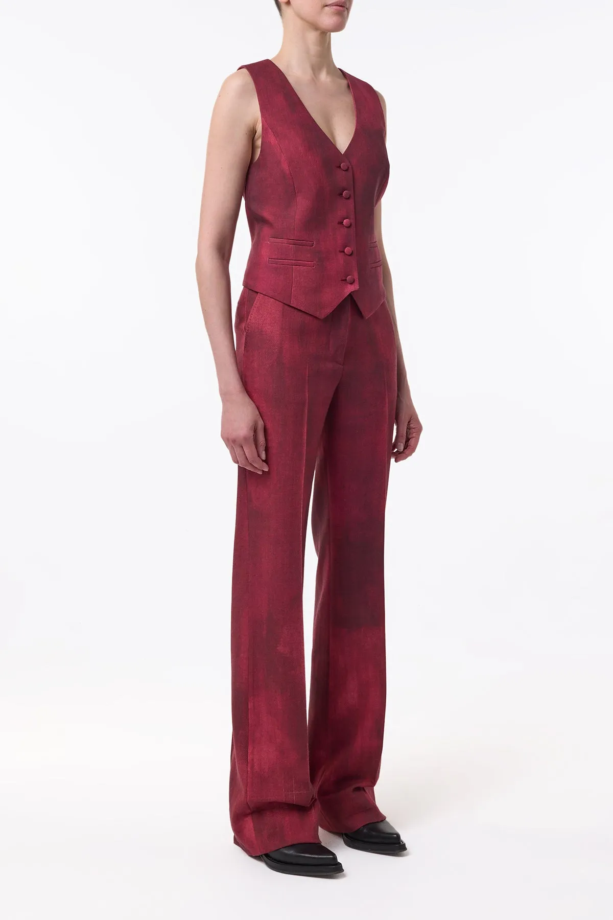 Vesta Flare Pant in Bordeaux Virgin Wool sold by Gabriela Hearst product image thumbnail 3