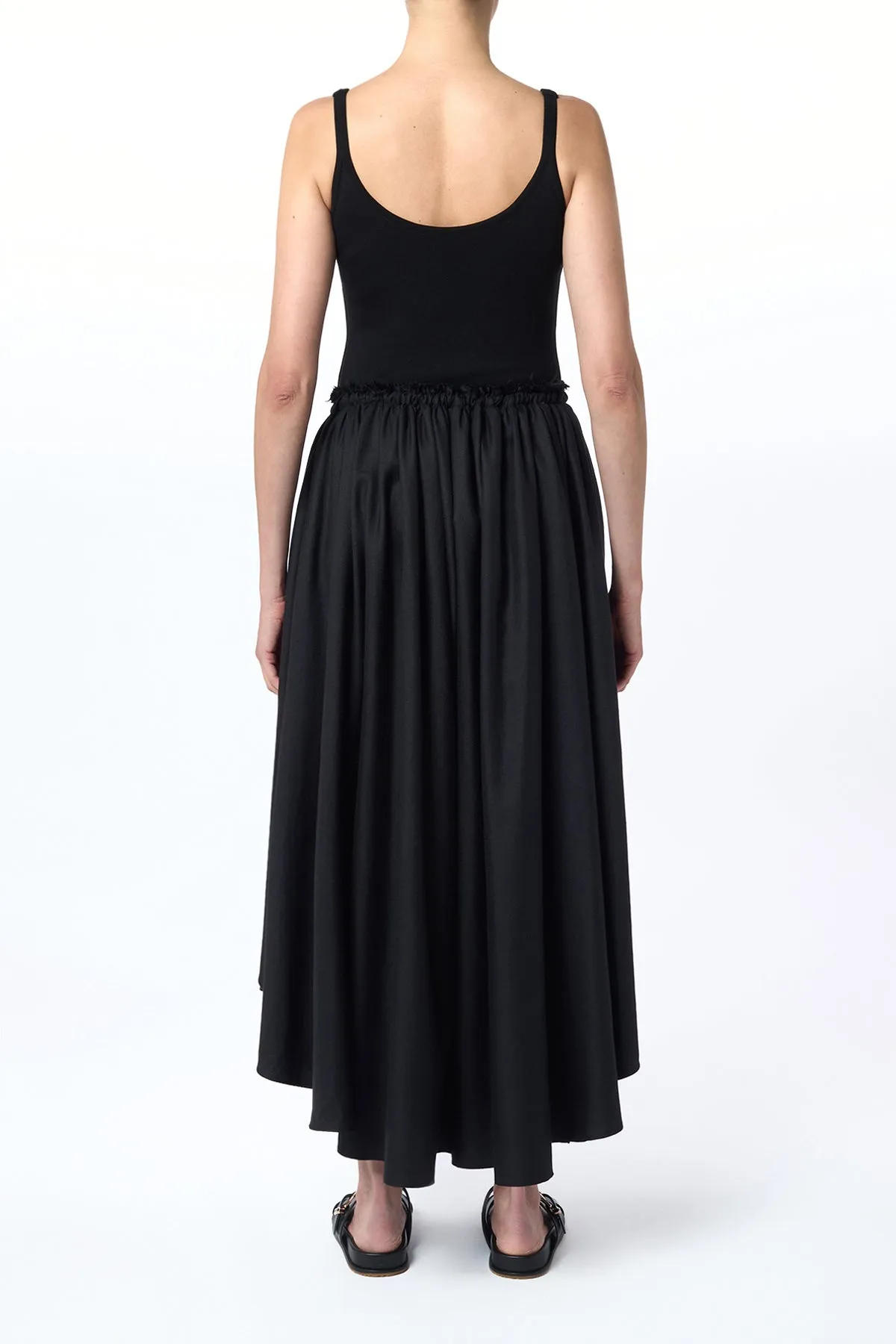 Dea Pleated Maxi Skirt in Black Virgin Wool Silk Linen sold by Gabriela Hearst product image thumbnail 5