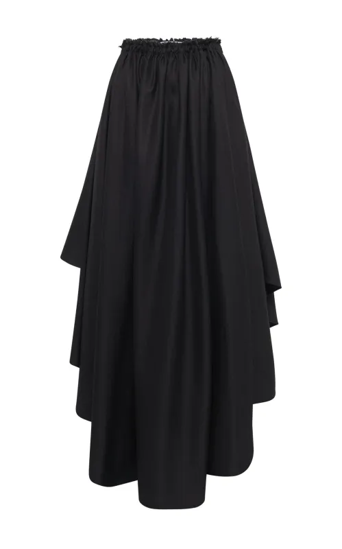 Dea Pleated Maxi Skirt in Black Virgin Wool Silk Linen sold by Gabriela Hearst