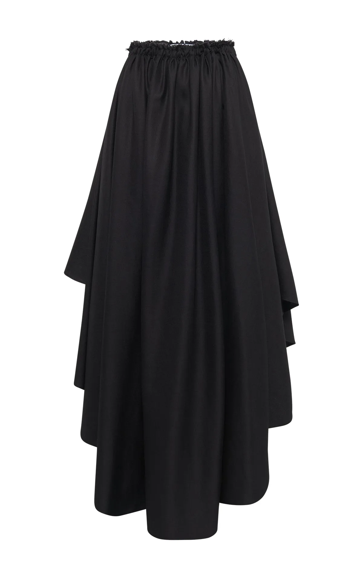 Dea Pleated Maxi Skirt in Black Virgin Wool Silk Linen sold by Gabriela Hearst