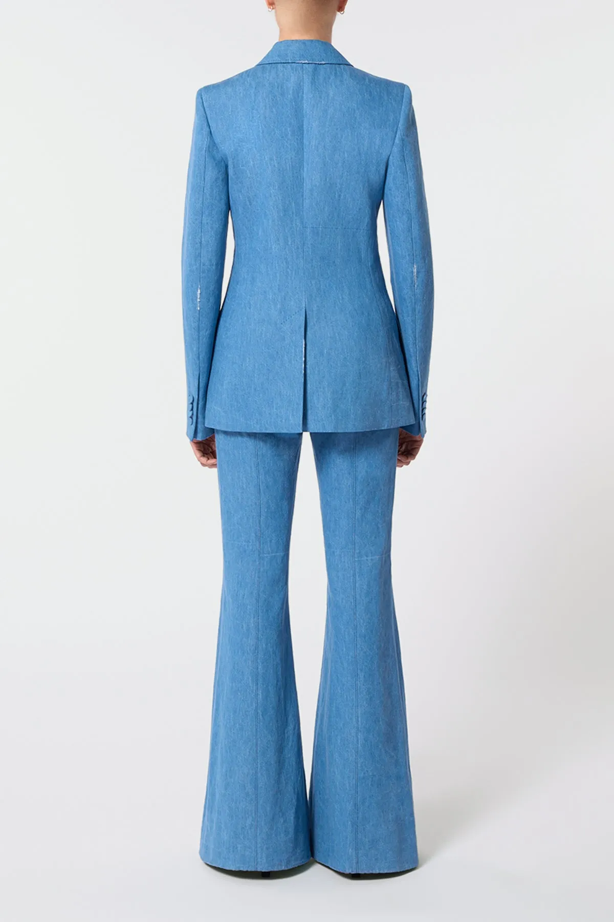 Leiva Blazer in Light Blue Recycled Cotton Linen Denim sold by Gabriela Hearst product image thumbnail 5
