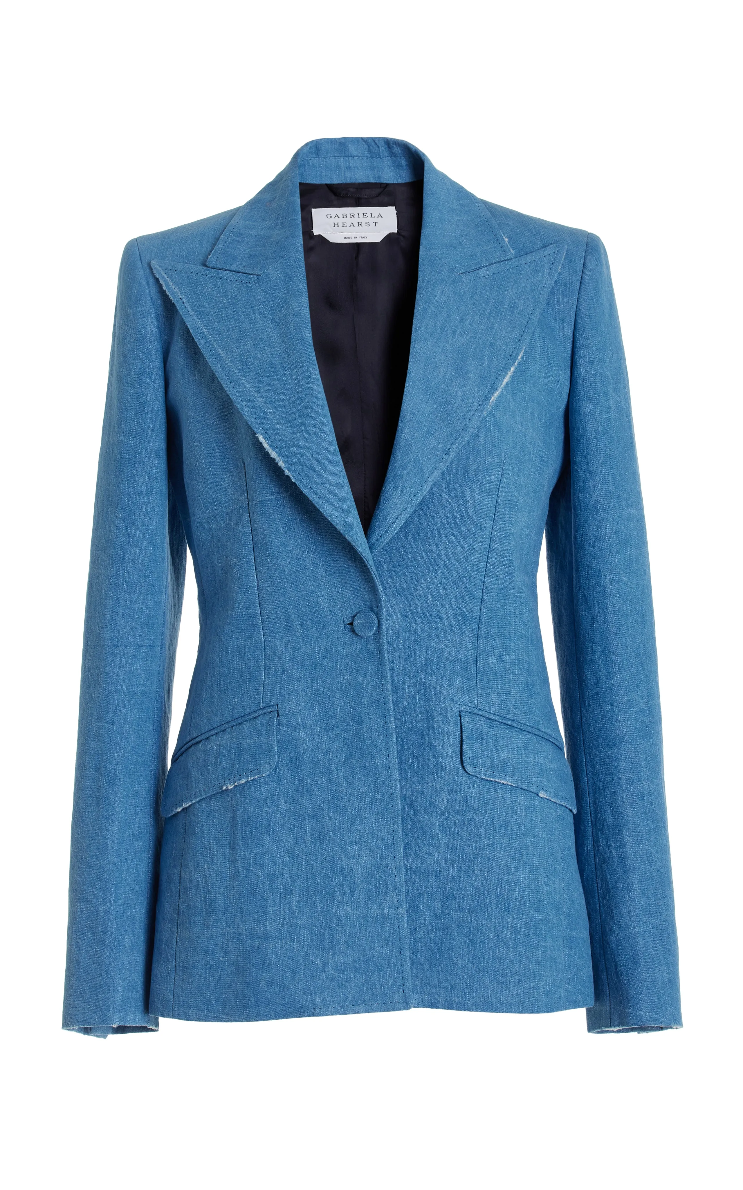 Leiva Blazer in Light Blue Recycled Cotton Linen Denim sold by Gabriela Hearst