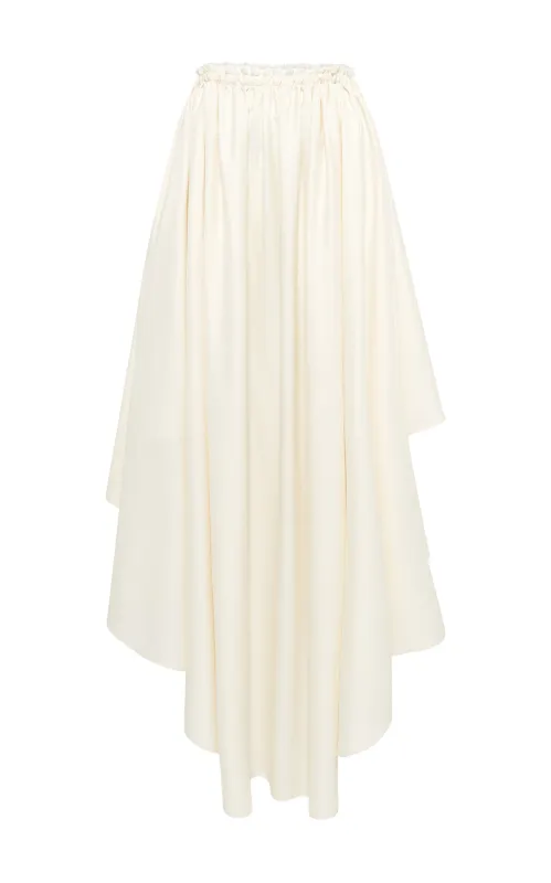 Dea Pleated Maxi Skirt in Ivory Virgin Wool Silk Linen sold by Gabriela Hearst