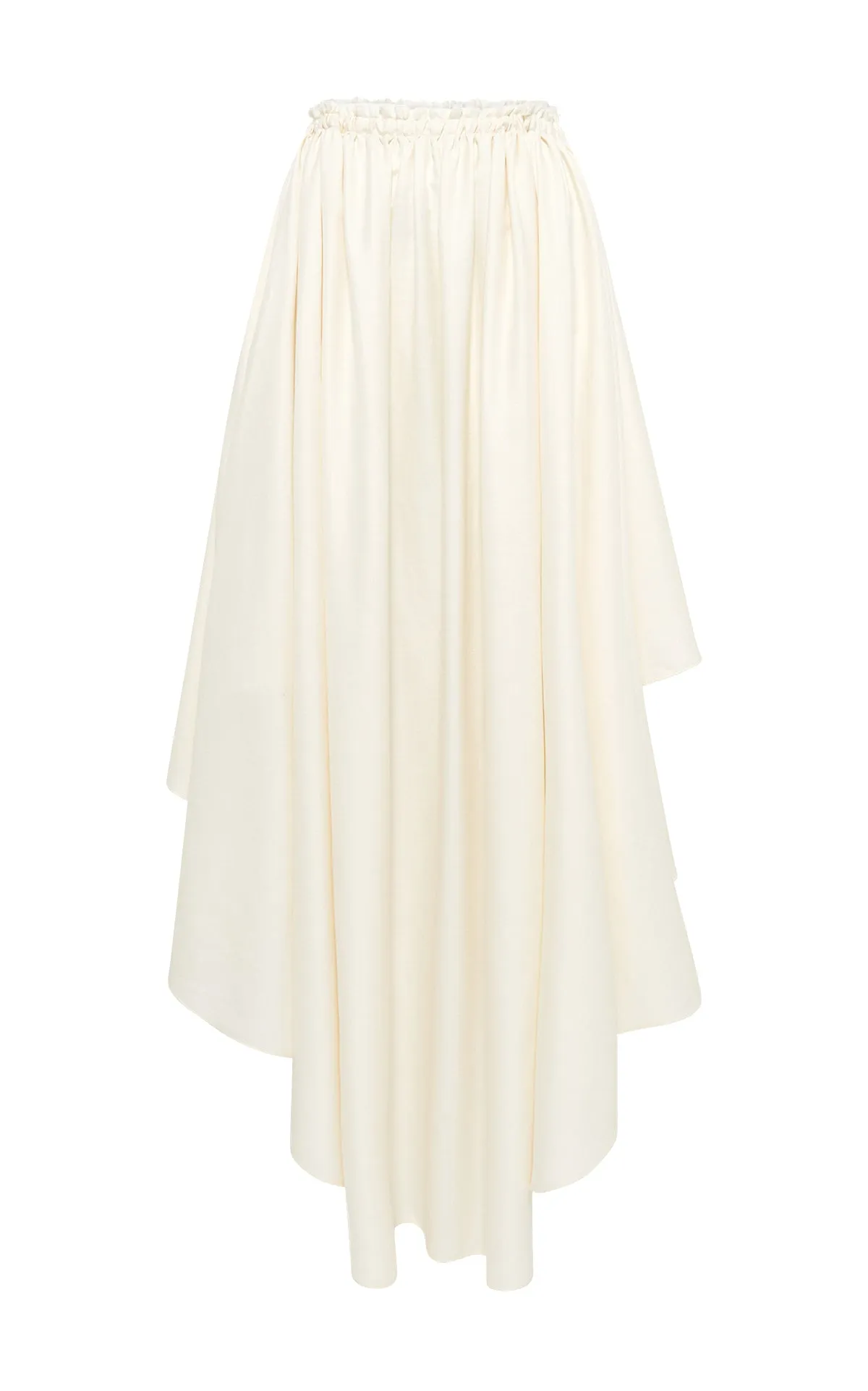 Dea Pleated Maxi Skirt in Ivory Virgin Wool Silk Linen sold by Gabriela Hearst