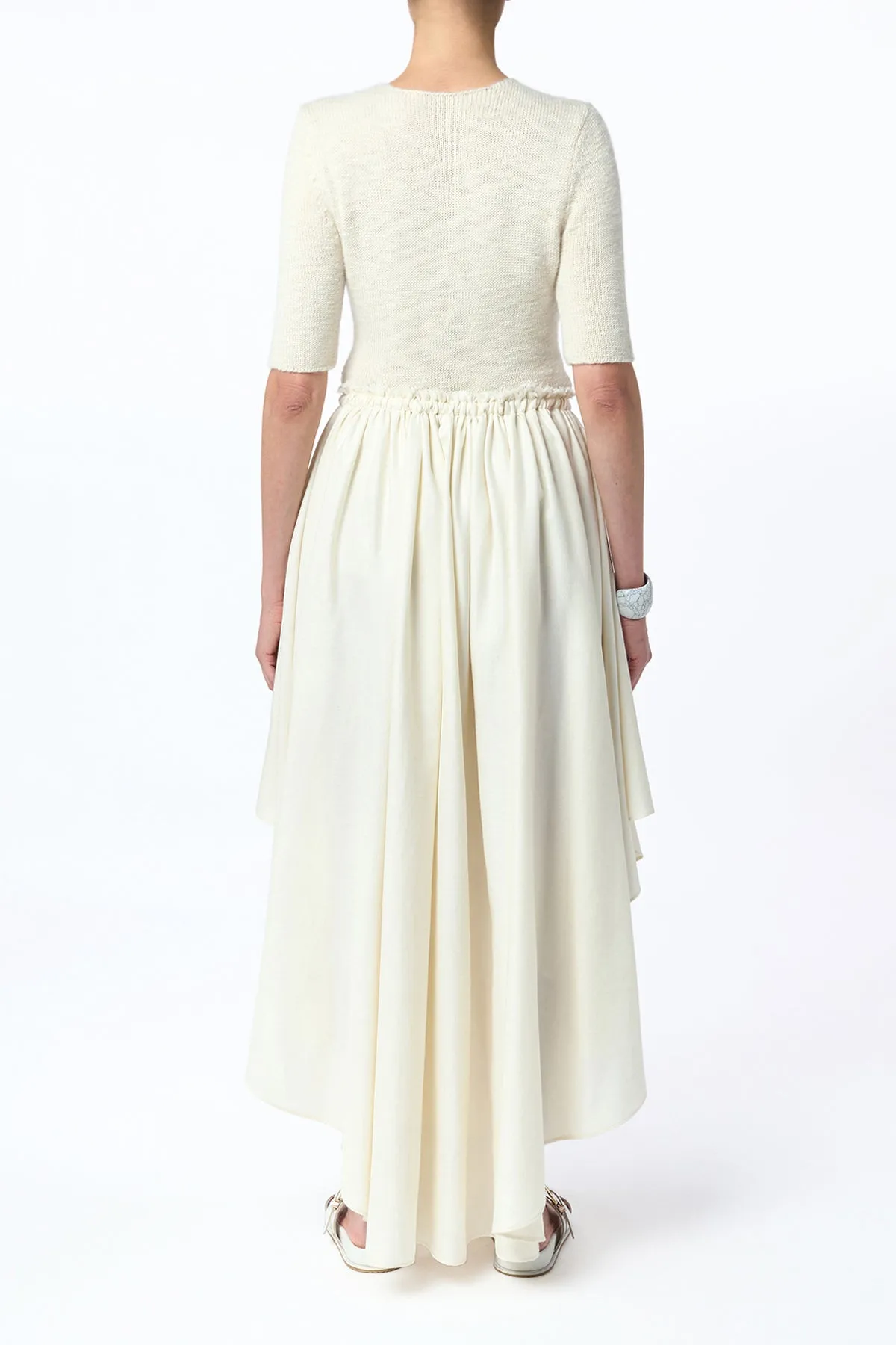 Dea Pleated Maxi Skirt in Ivory Virgin Wool Silk Linen sold by Gabriela Hearst product image thumbnail 5