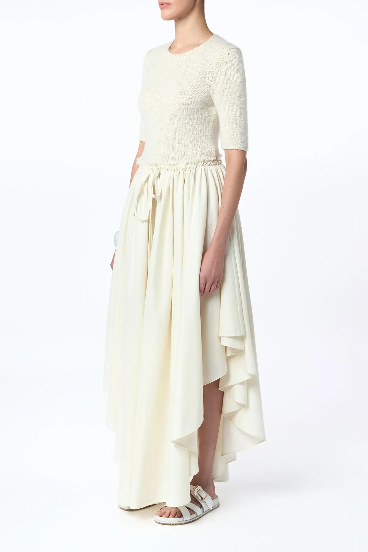 Dea Pleated Maxi Skirt in Ivory Virgin Wool Silk Linen sold by Gabriela Hearst product image thumbnail 4