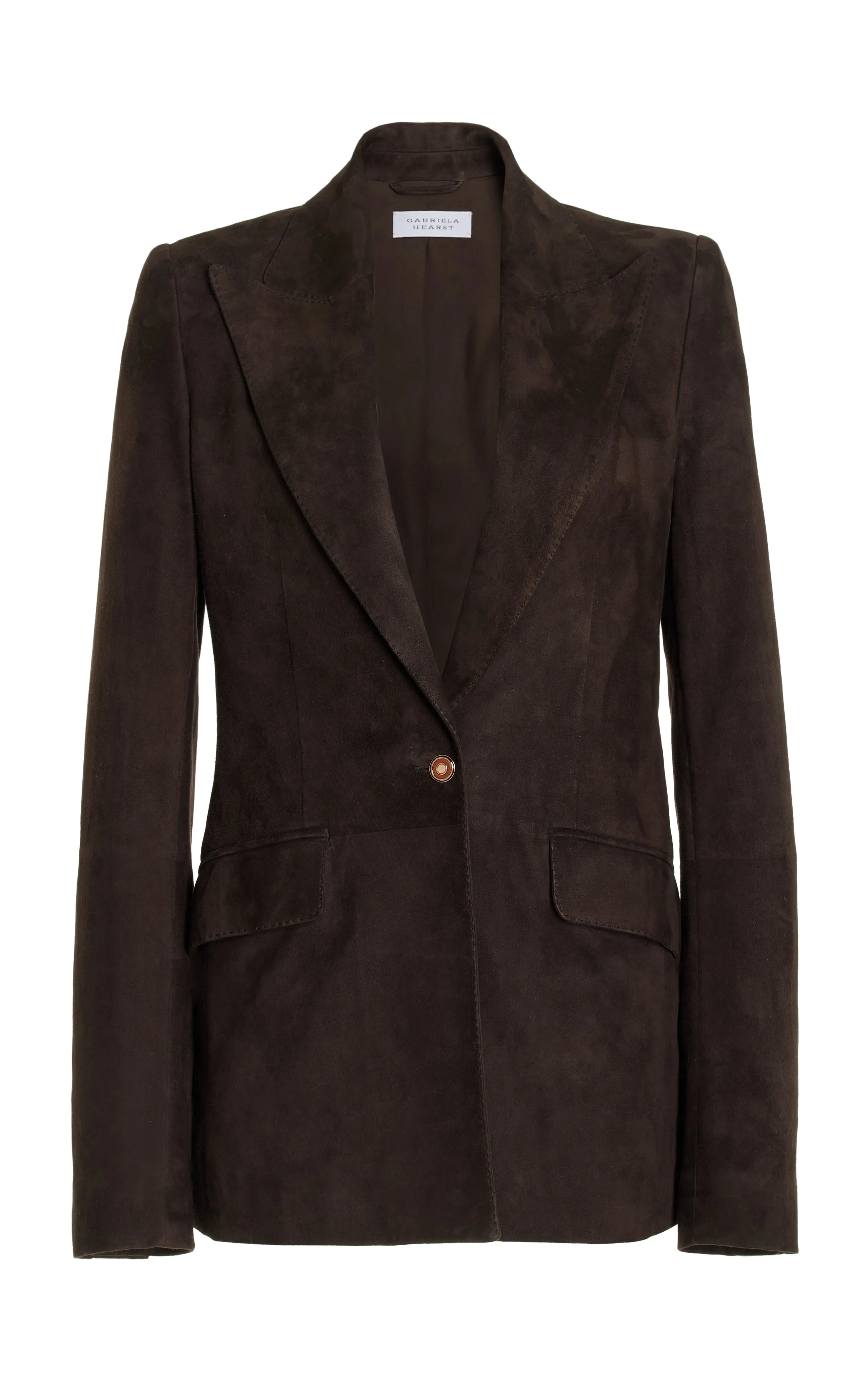 Leiva Blazer in Dark Chocolate Suede sold by Gabriela Hearst