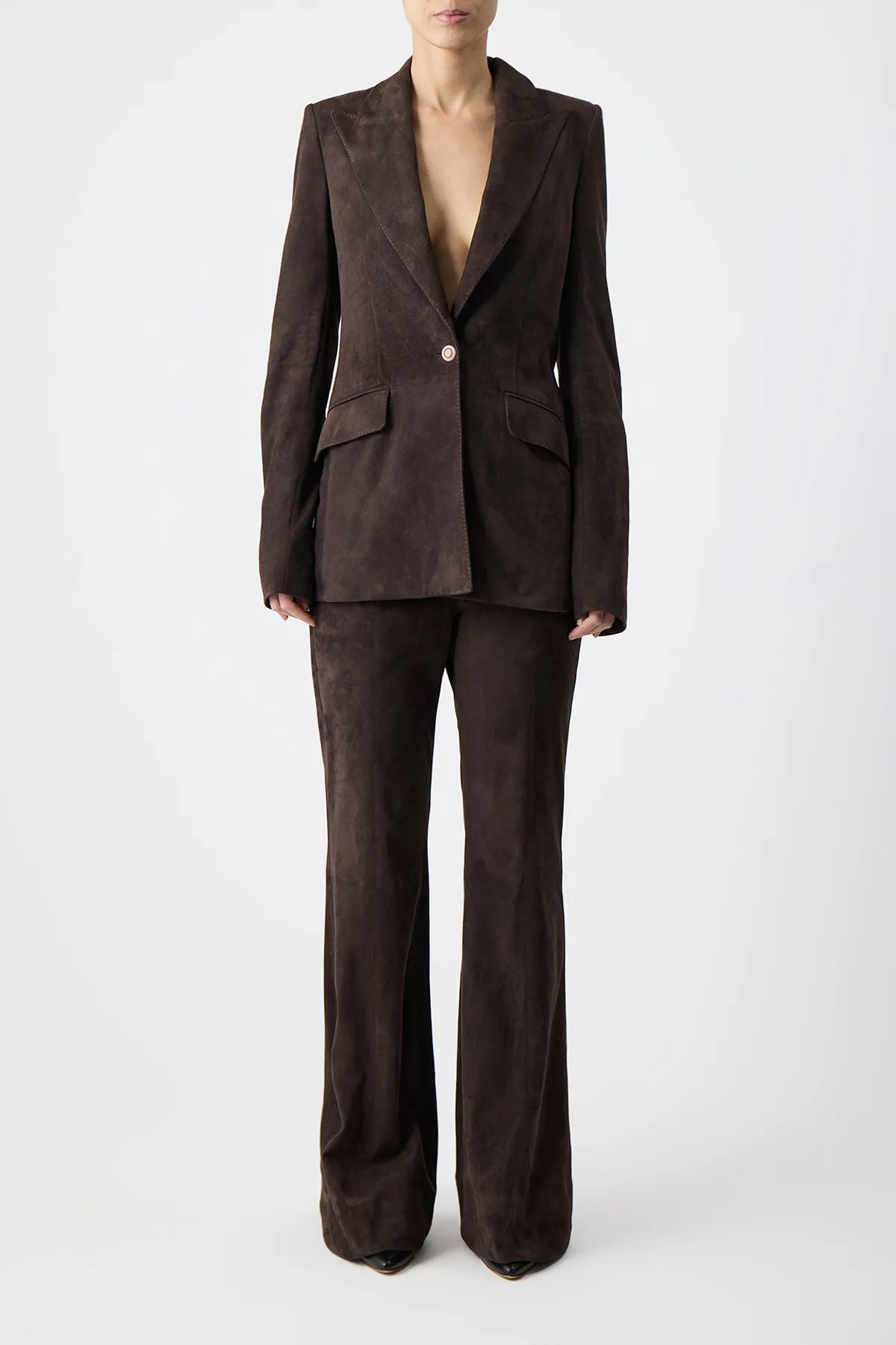 Leiva Blazer in Dark Chocolate Suede sold by Gabriela Hearst product image thumbnail 2