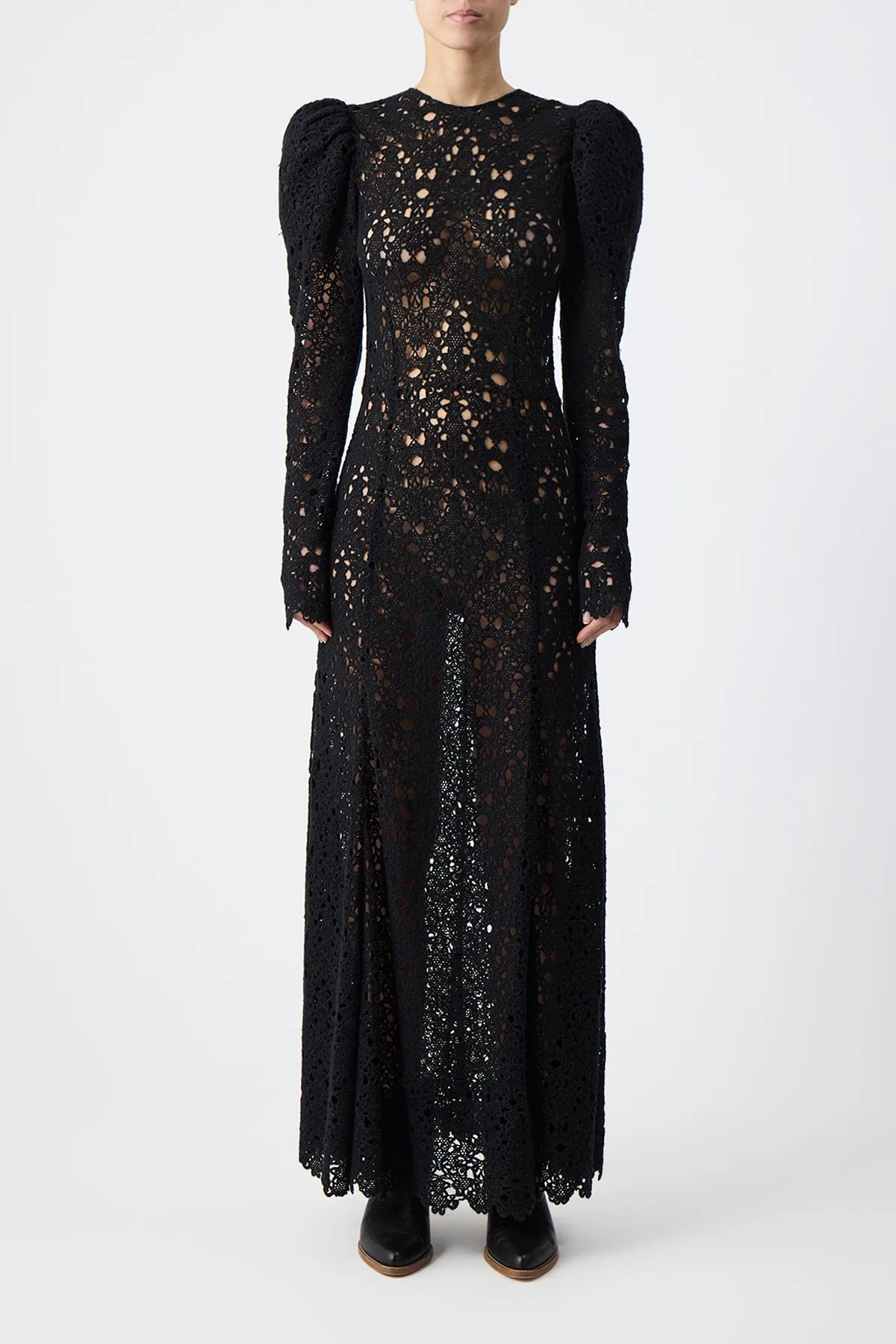 Lana Dress in Black Cashmere Lace sold by Gabriela Hearst product image thumbnail 5