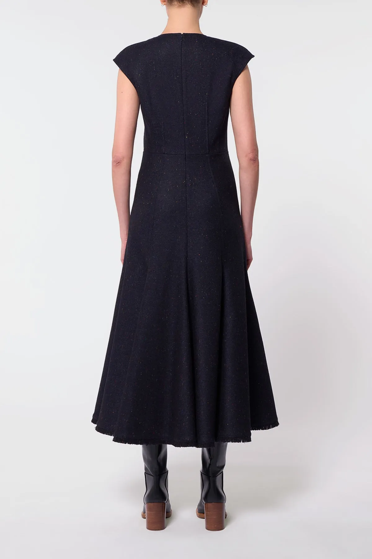 Crowther Midi Dress in Dark Navy Multi Virgin Wool Tweed sold by Gabriela Hearst product image thumbnail 3