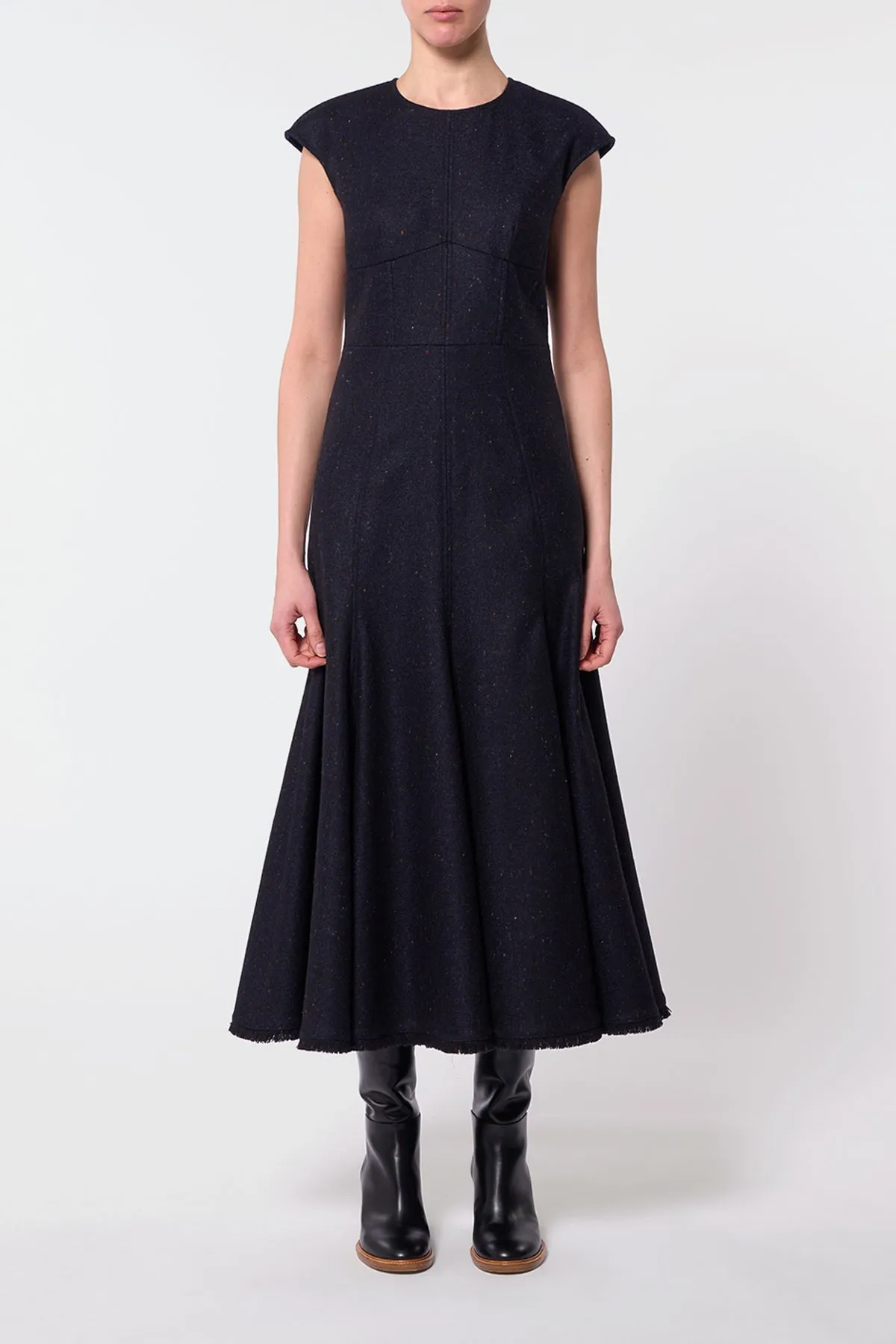Crowther Midi Dress in Dark Navy Multi Virgin Wool Tweed sold by Gabriela Hearst product image thumbnail 2