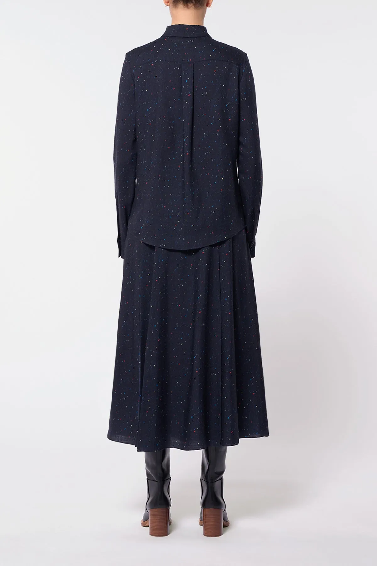 Henri Blouse in Dark Navy Multi Printed Wool sold by Gabriela Hearst product image thumbnail 4